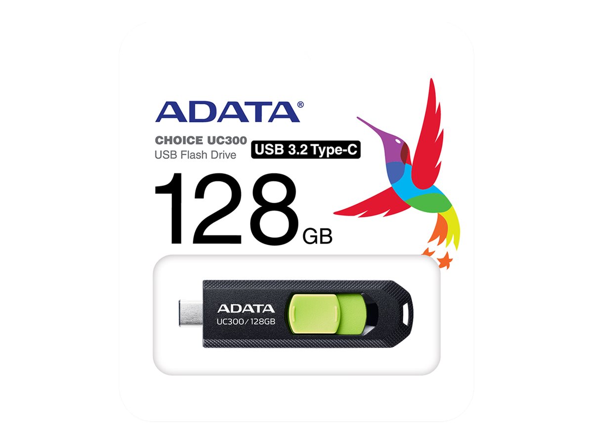 ADATA UC300 - USB flashdrive - 128 GB - USB 3.2 Gen 1 / USB-C - sort, grøn