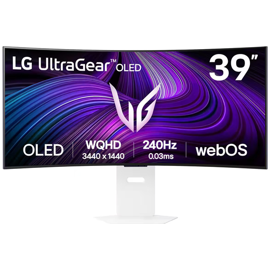 LG UltraGear 39GX90SA-W - OLED-monitor - gaming - kurvet - 39 - 3440 x 1440 UWQHD @ 240 Hz - 1300 cd/m² - 1500000:1 - DisplayHDR 400 True Black - 0.03 ms - 2xHDMI, DisplayPort, USB-C - højtalere - hvid