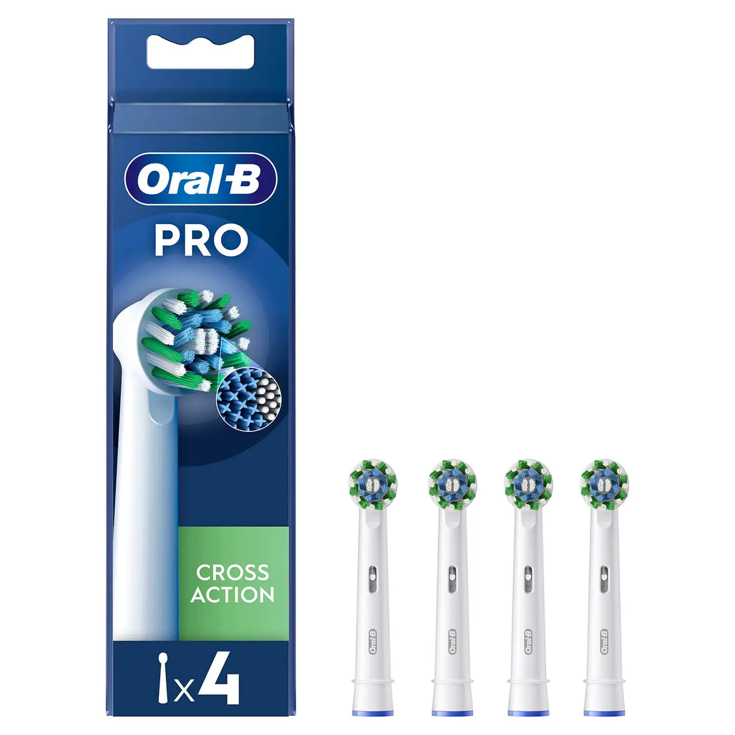 Oral-B CrossAction , 4 stk, Hvid, Oral-B, Kasse