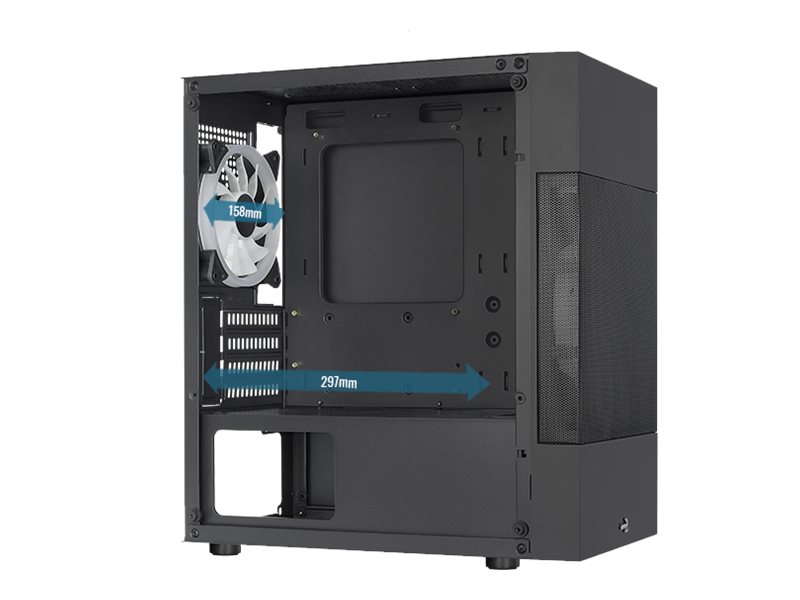 AeroCool Atomic Lite Tårn Micro-ATX No power supply Sort Kabinet - GEEKD.dk
