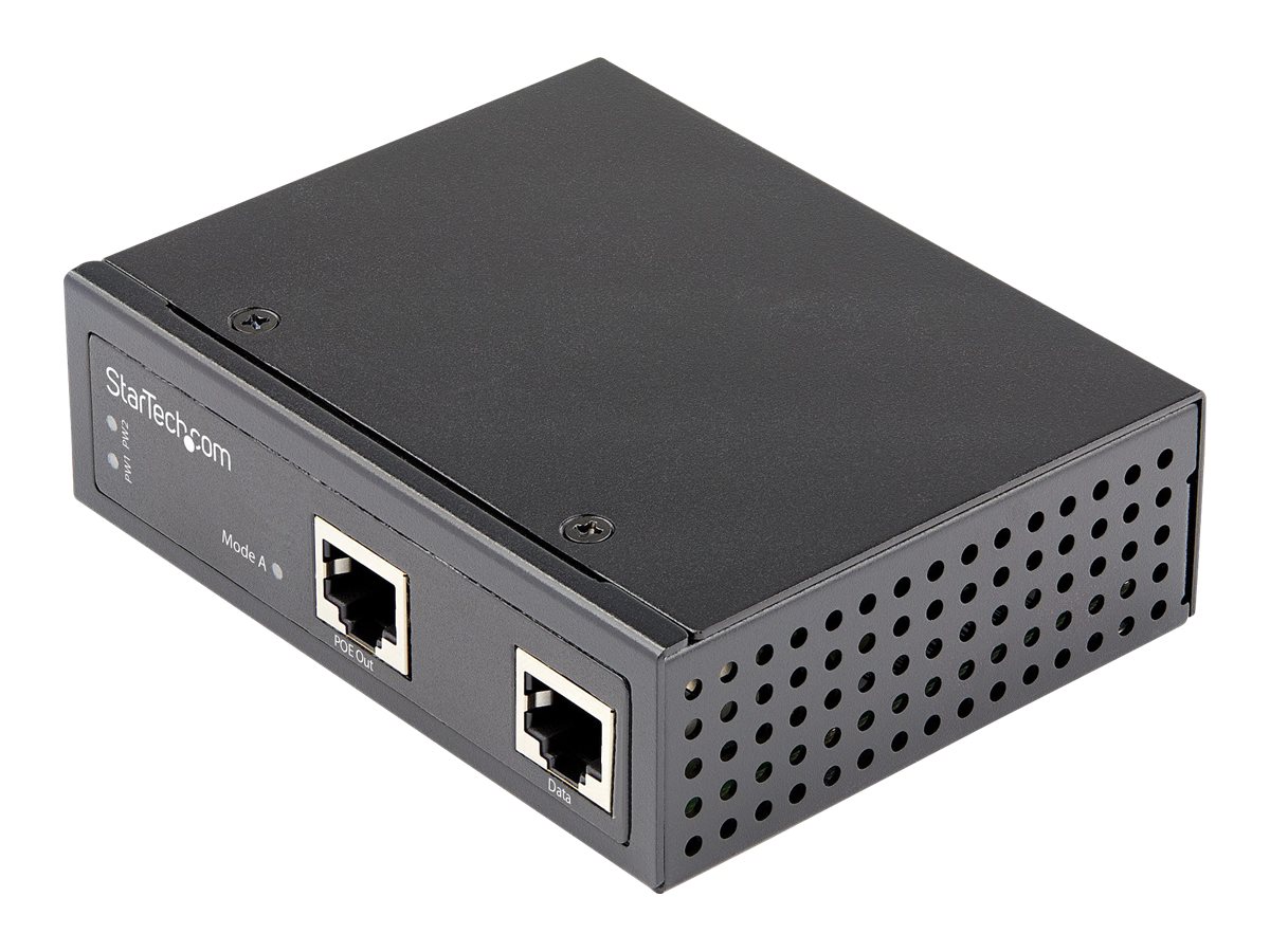 StarTech.com Industrial Gigabit Ethernet PoE Injector, 30W 802.3at PoE+ Midspan 48V-56VDC DIN Rail Power Over Ethernet Injector Adapter, -40C to +75C