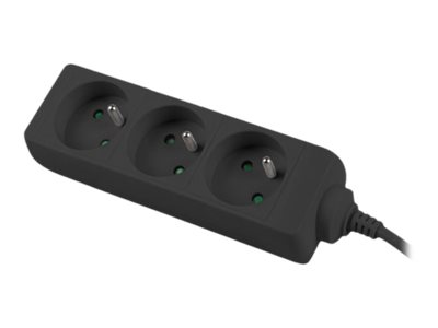 Lanberg Stikdåse 3-stik 10A Sort 1.5m