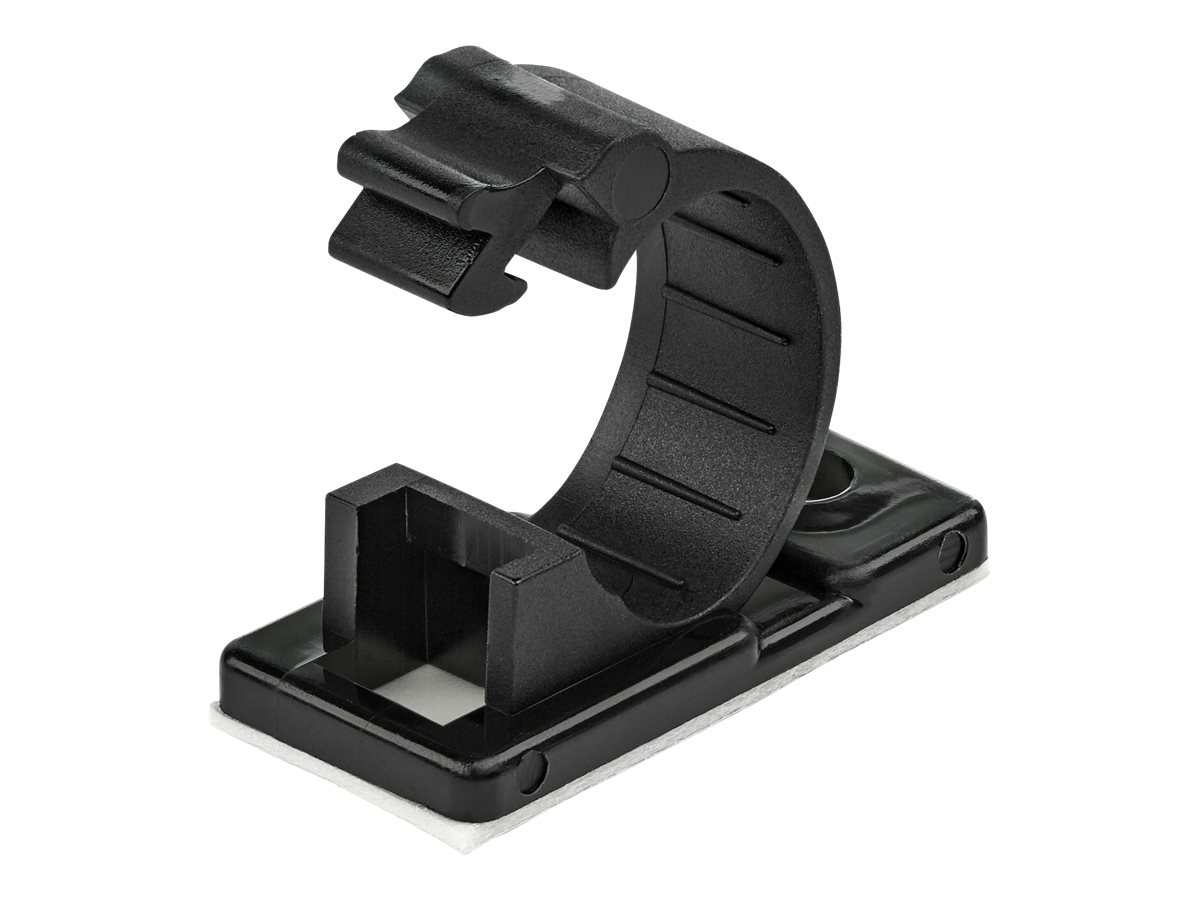 StarTech.com 100 Adhesive Cable Management Clips Black, Network/Ethernet/Office Desk/Computer Cord Organizer, Sticky Cable/Wire Holders, Nylon Self