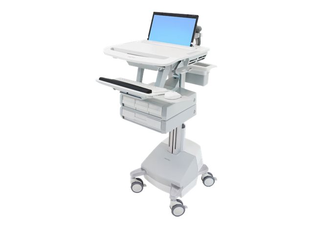 Ergotron StyleView - Vogn med hjul - åben arkitektur - for notebook / tastatur/ mus - medicinsk - aluminium, zinkbelagt stål, højkvalitetsplastik - grå, hvid, poleret aluminium - skærmstørrelse: 17,3 bred - output: AC 230 V - 66 Ah - Blysyre - TAA-kompatibel