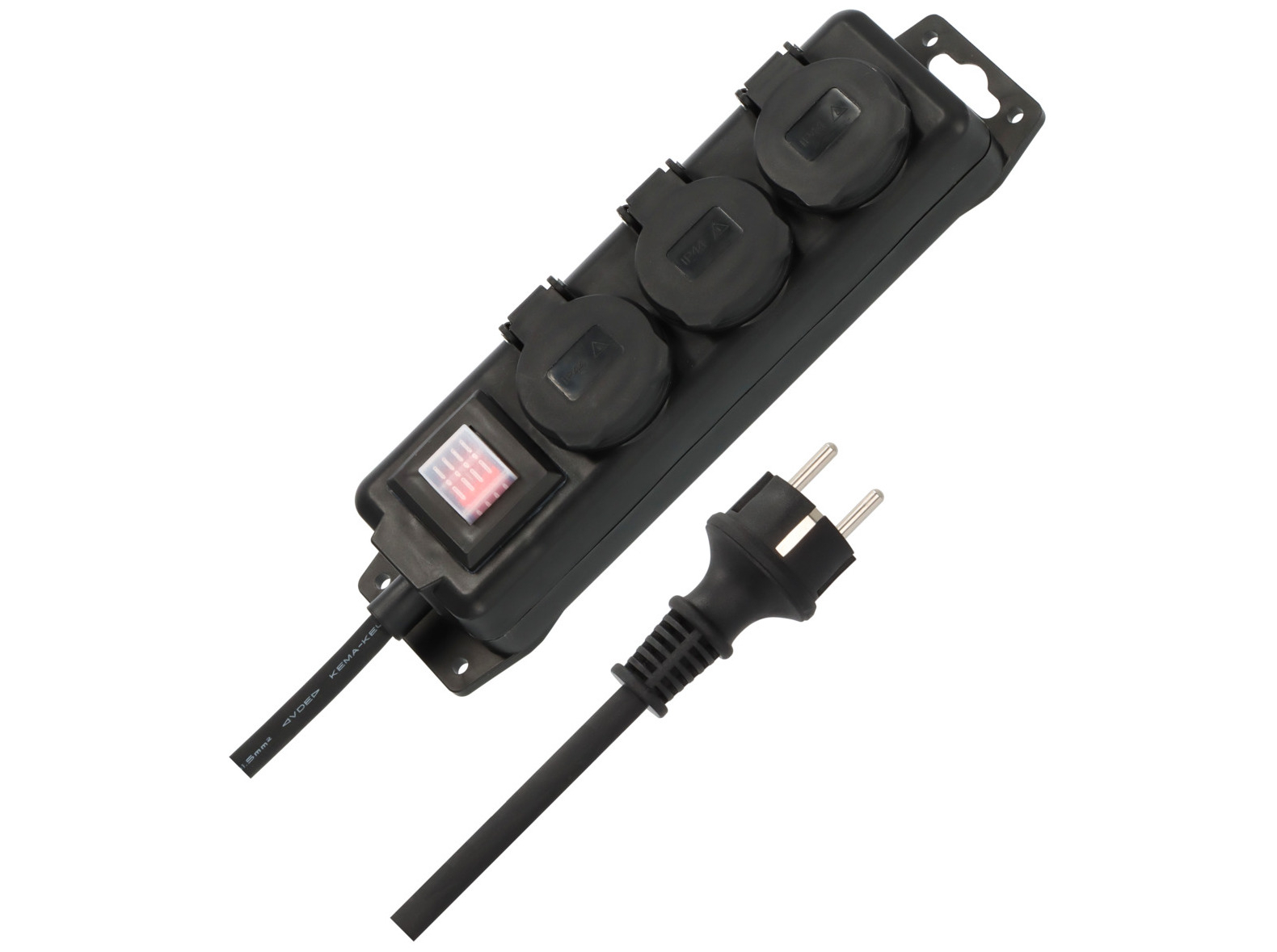 brennenstuhl Udendørs Stikdåse 3-stik Sort 2m