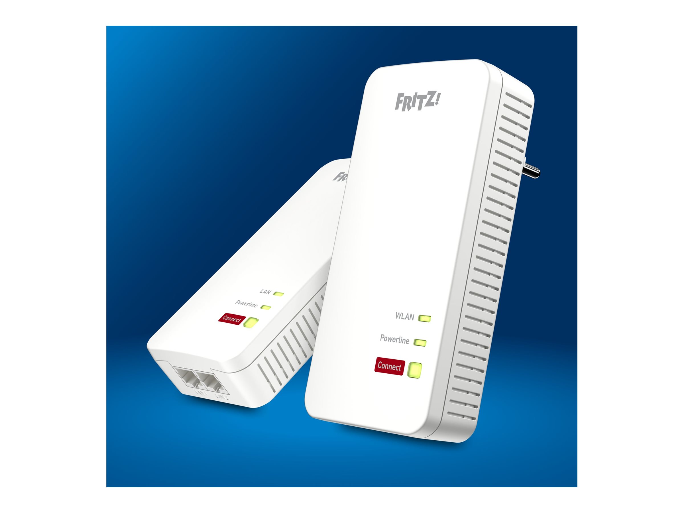 AVM FRITZ!Powerline 1240 AX - Wi-Fi Set - powerline-adaptersæt 2-port switch - 1GbE, HomePlug AV (HPAV) - Wi-Fi 6 - 2,4 GHz - kan sluttes til vægstik
