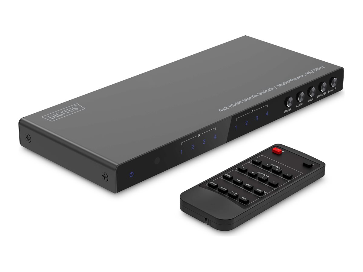 DIGITUS - video/audio switch - multi-viewer 4K/30Hz - 4 x 2