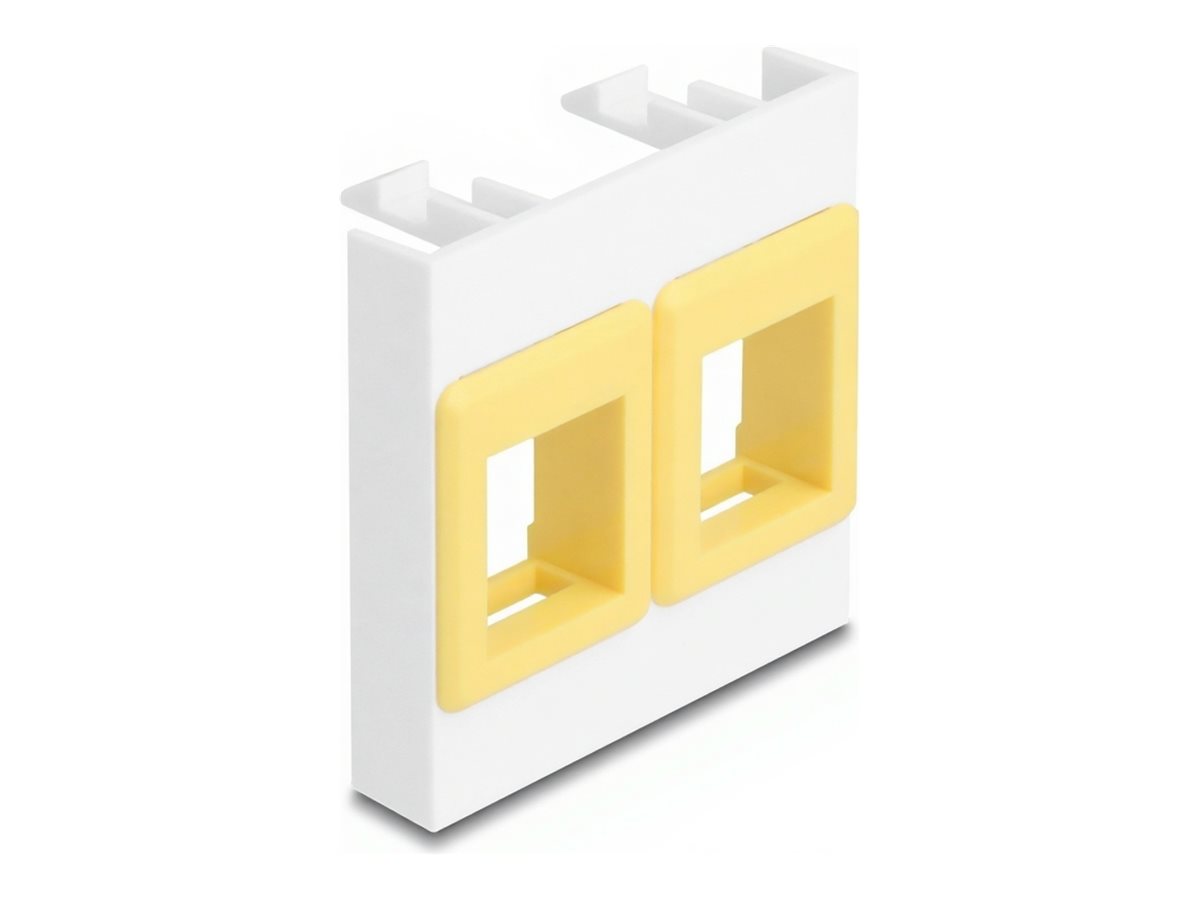 Delock Easy 45 - klik i-modul - med to keystone holdere 45 x 45 mm - hvid/gul
