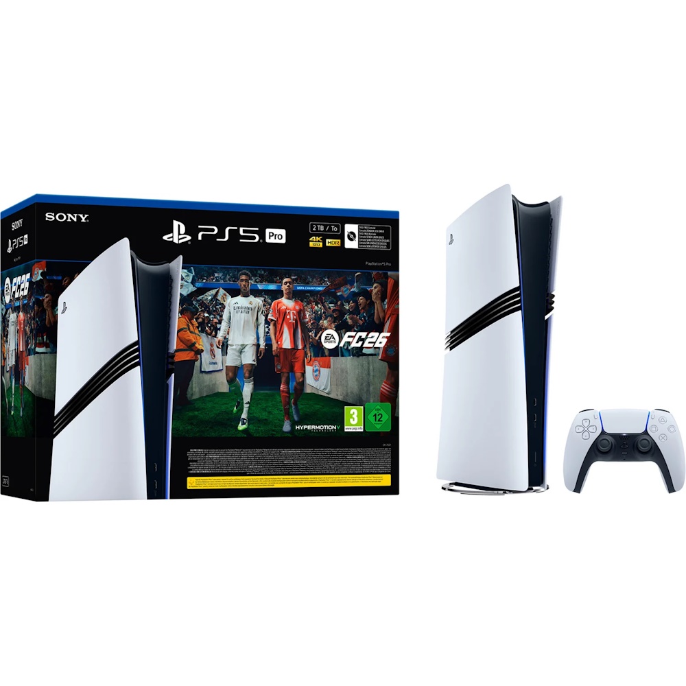 Sony PlayStation 5 Pro + EA Sports FC 26 Bundle, PlayStation 5 Pro, Sort, Hvid, GDDR6, AMD, AMD Radeon, 120 Hz