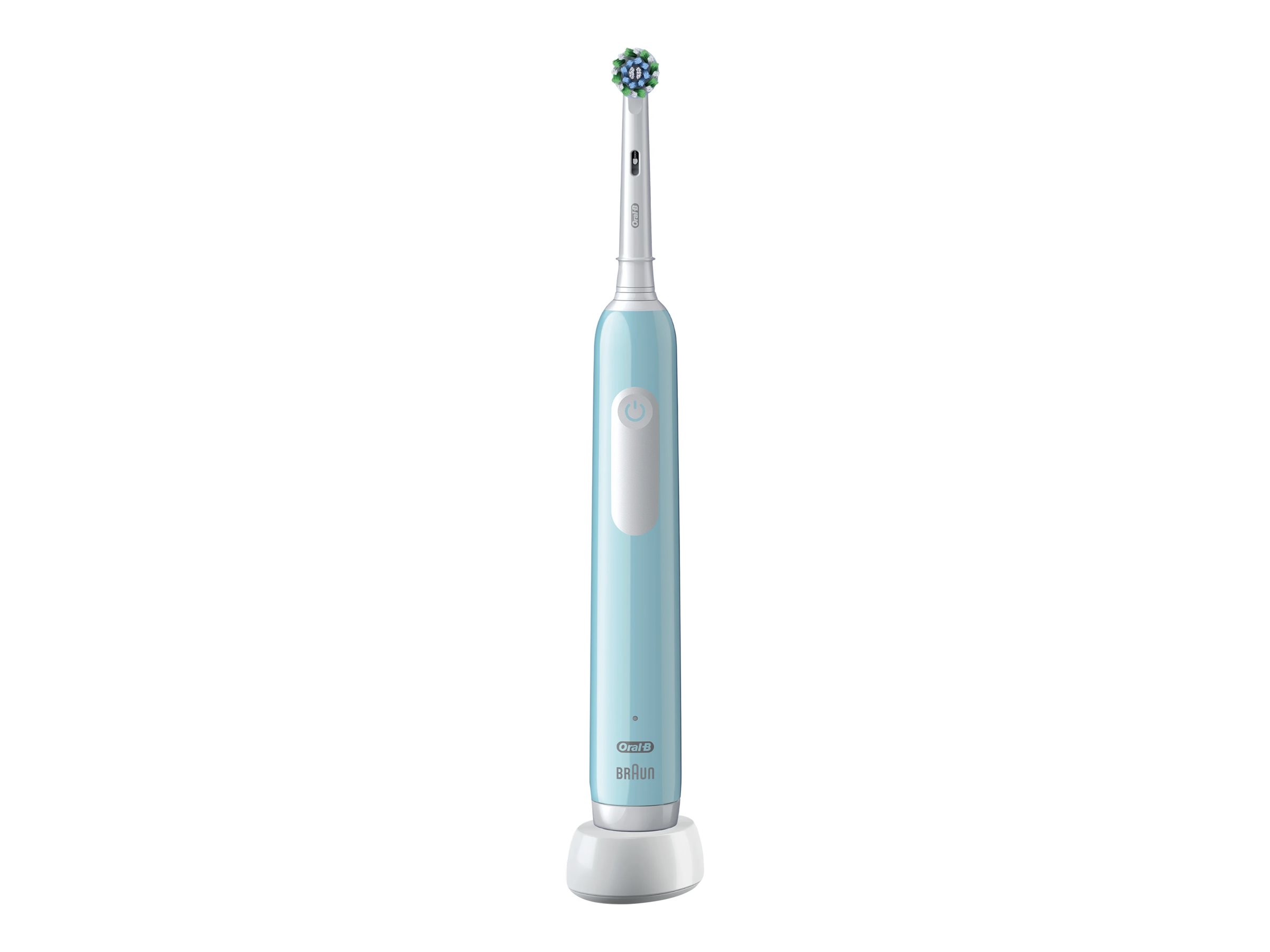 Oral-B Pro 1 Cross Action Caribbean Blue mit Reiseetui, Elektrische Zahnbürste (blau)
