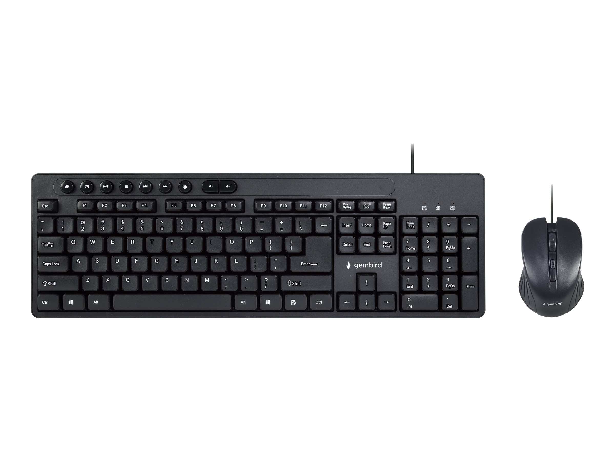 Gembird KBS-UM-04 - keyboard and mouse set - US - black - Tastatur & Mus sæt - Amerikansk engelsk - Sort