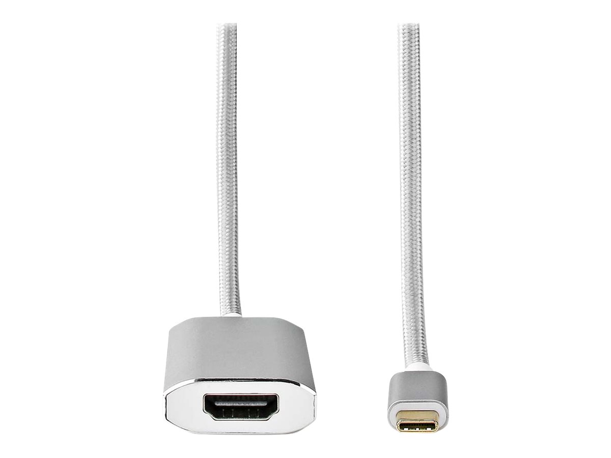 Nedis USB-C™ Adapter | USB 3.2 Gen 1 | USB-C™ Han | HDMI ™ -udgang | 4K@60Hz | Power delivery | 2.00 m | Runde | Guldplateret | Flettet / Nylon | Sølv | Cover Window Box