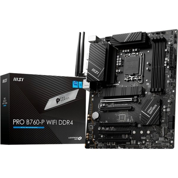 MSI PRO B760-P WIFI DDR4 - Bundkort - ATX - LGA1700 sokkel - B760 Chipset - USB 3.2 Gen 2, USB 3.2 Gen 1, USB-C 3.2 Gen2, USB-C 3.2 Gen 1 - 2.5 Gigabit LAN, Wi-Fi 6E, Bluetooth - HD Audio (8-kanaler)