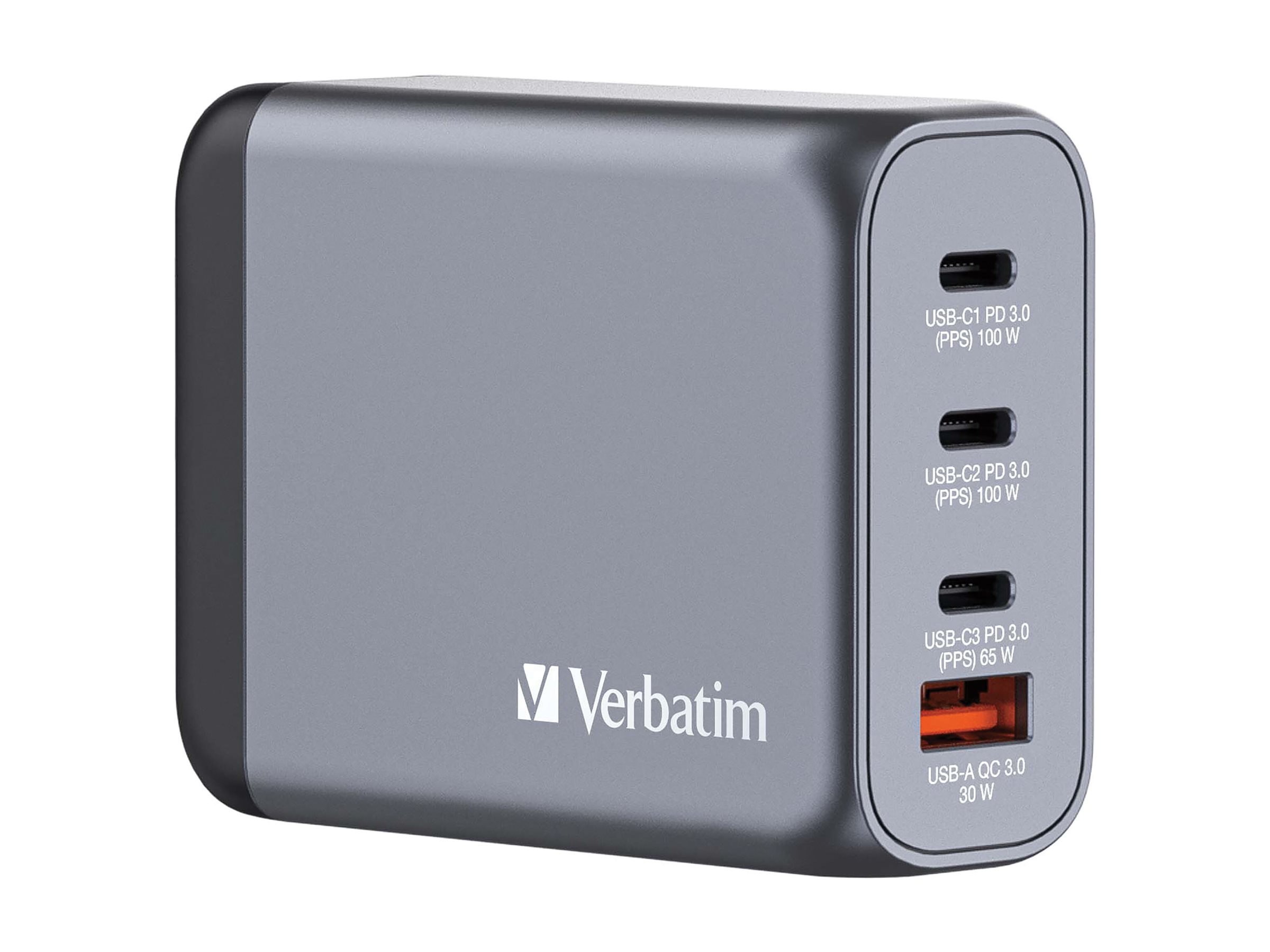 Verbatim - Gnc-100 Gan Charger 4 Port 100w Usb-a/usb-c