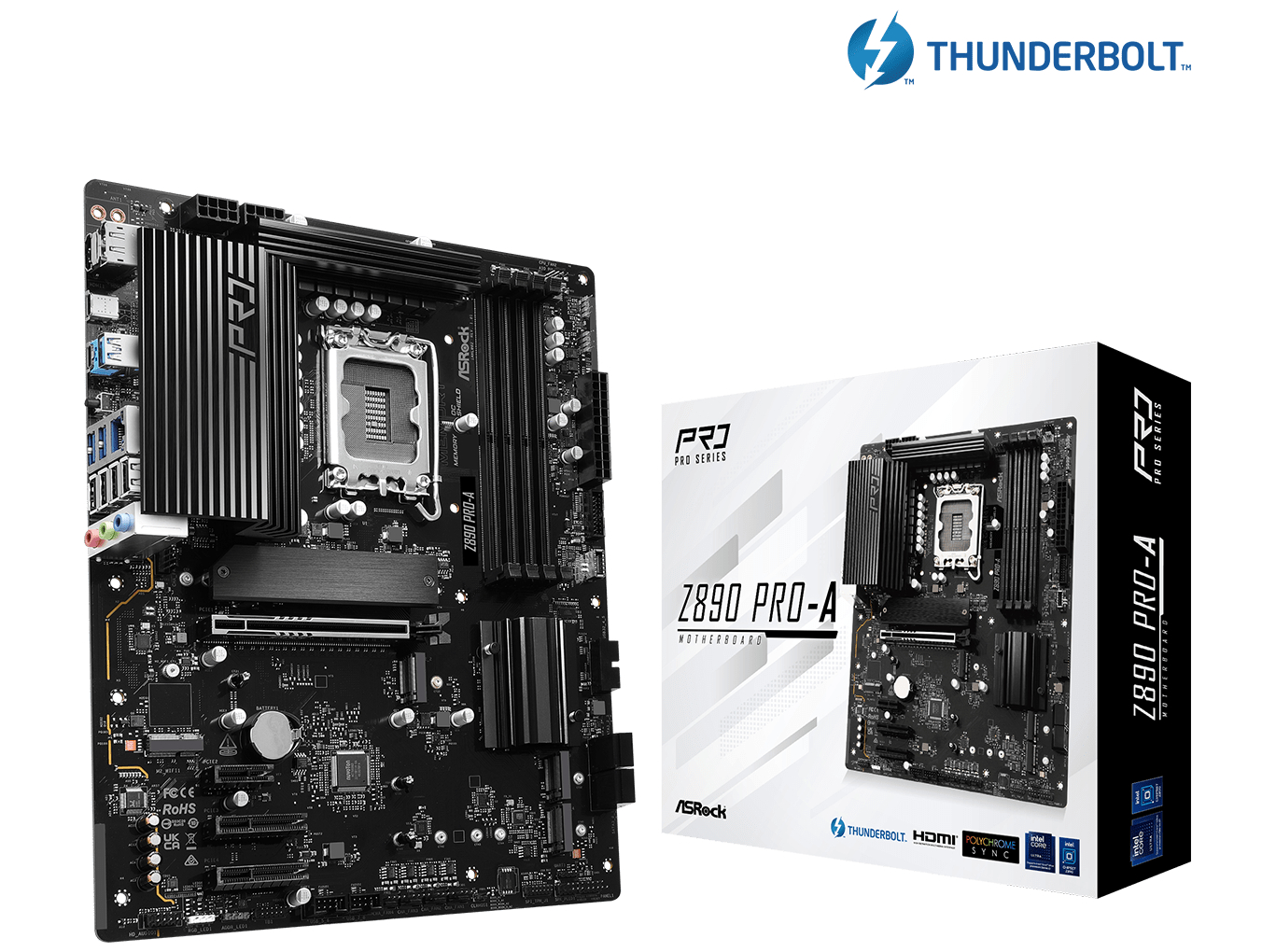 ASRock Z890 Pro-A - Bundkort - ATX - LGA1851 sokkel - Z890 Chipset - USB4, USB-C 3.2 Gen 2x2, USB 3.2 Gen 1, USB 3.2 Gen 2 - 2.5 Gigabit LAN - onboard grafik (CPU påkrævet) - HD Audio (8-kanaler)