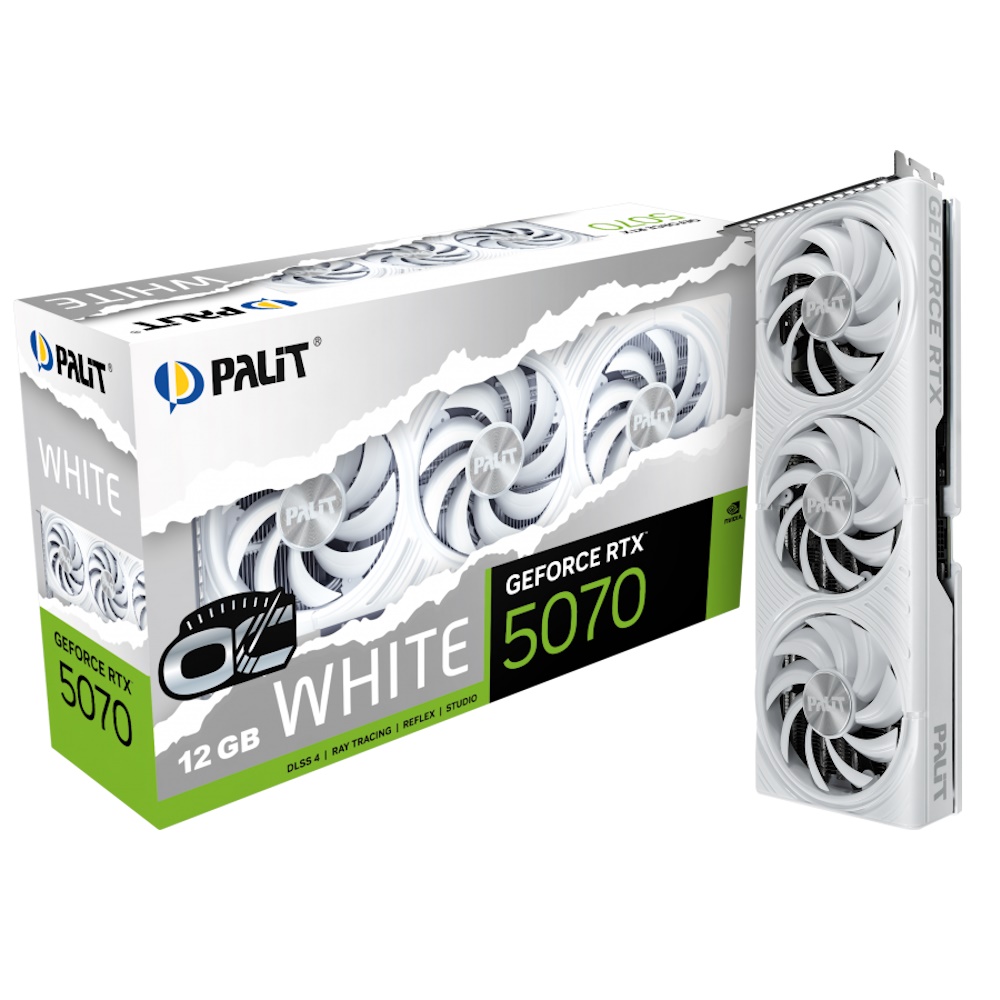 Palit GeForce RTX 5070 White OC - 12GB GDDR7 RAM - Grafikkort