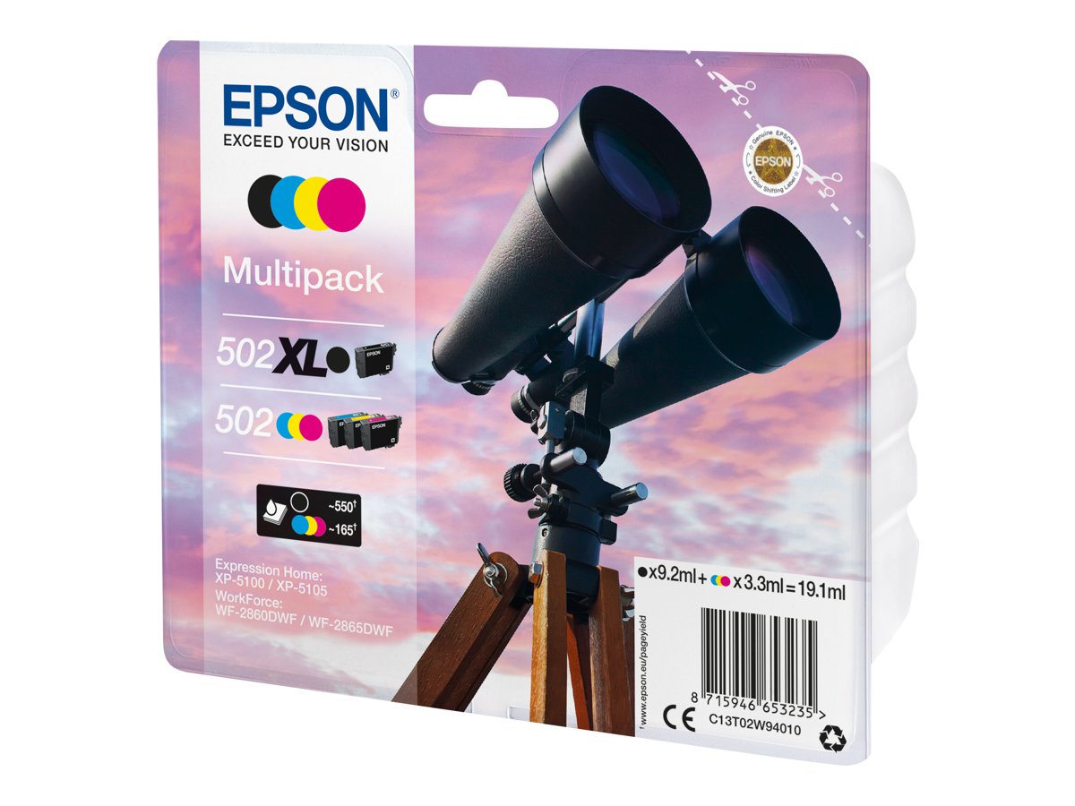 Epson 502/502XL Multipack - 4 pakker - sort gul cyan magenta - original - blækpatron