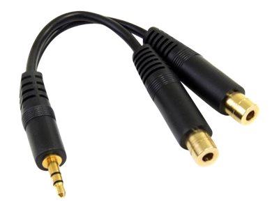 StarTech.com 6 in. 3.5mm Audio Splitter Cable - Stereo Splitter Cable - Gold Terminals - 3.5mm Male to 2x 3.5mm Female - Headphone Splitter (MUY1MFF)
