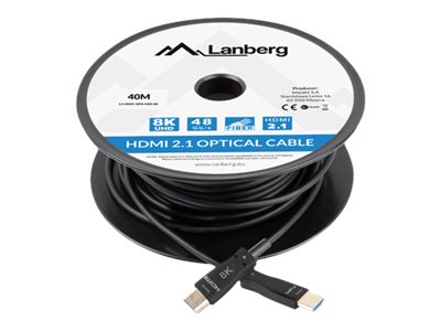 Lanberg HDMI 2.1 optisk HDMI-kabel - 40 m (sort)