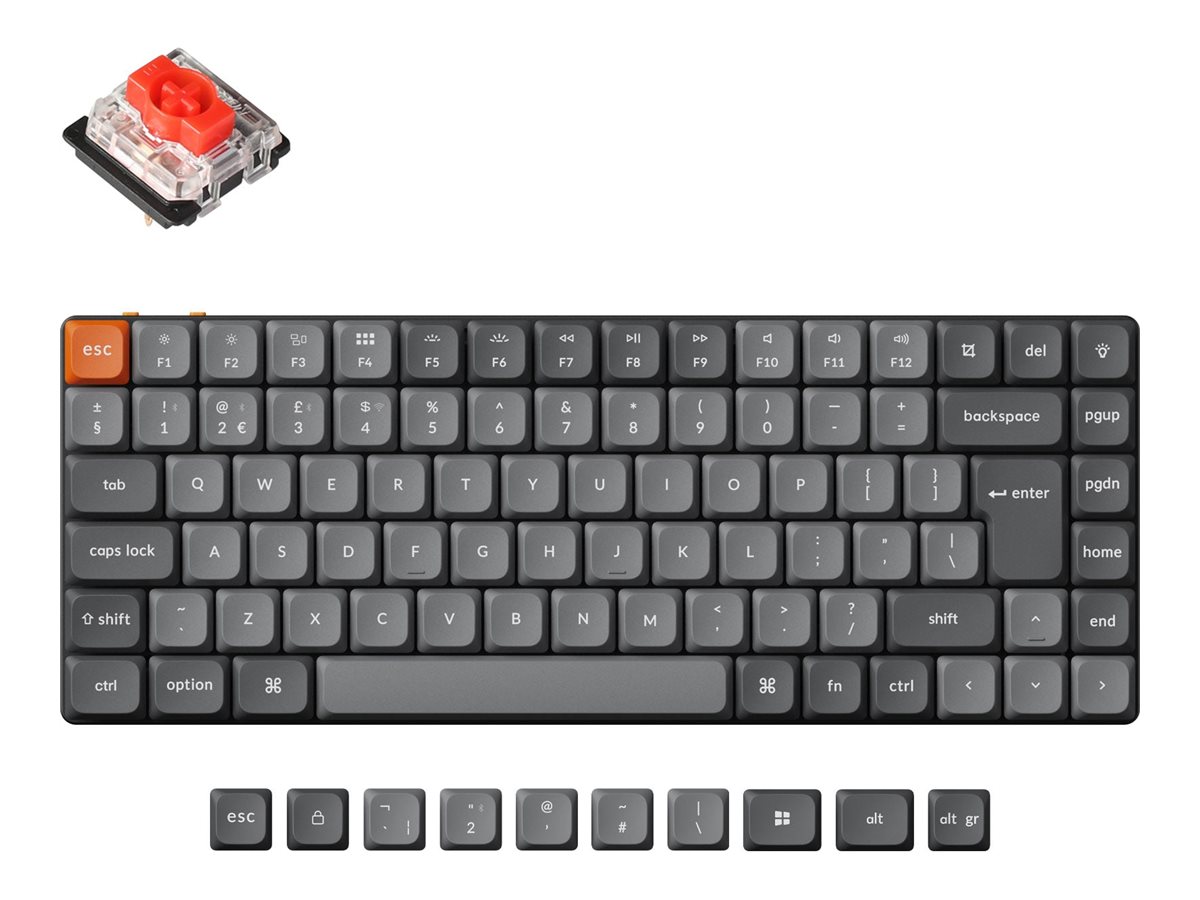 Keychron K3 MAX - Tastatur - QMK/VIA, tilpasset mekanisk, ISO layout samling - 75% - compact - baggrundsbelysning - trådløs - Bluetooth 5.1, 2.4 GHz,