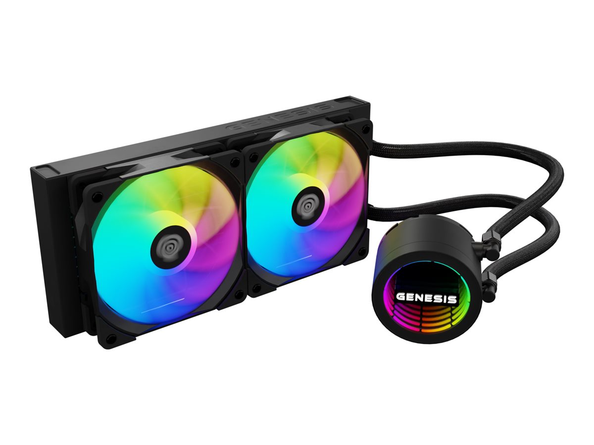 GENESIS Hydria 240 ARGB - Processors flydende kølesystem - Radiatorstørrelse: 240 mm - (for: LGA1150, LGA1151, LGA1155, LGA1156, LGA1200, LGA1700, LGA1851, AM4, AM5) - kobberbase - 120 mm - sort