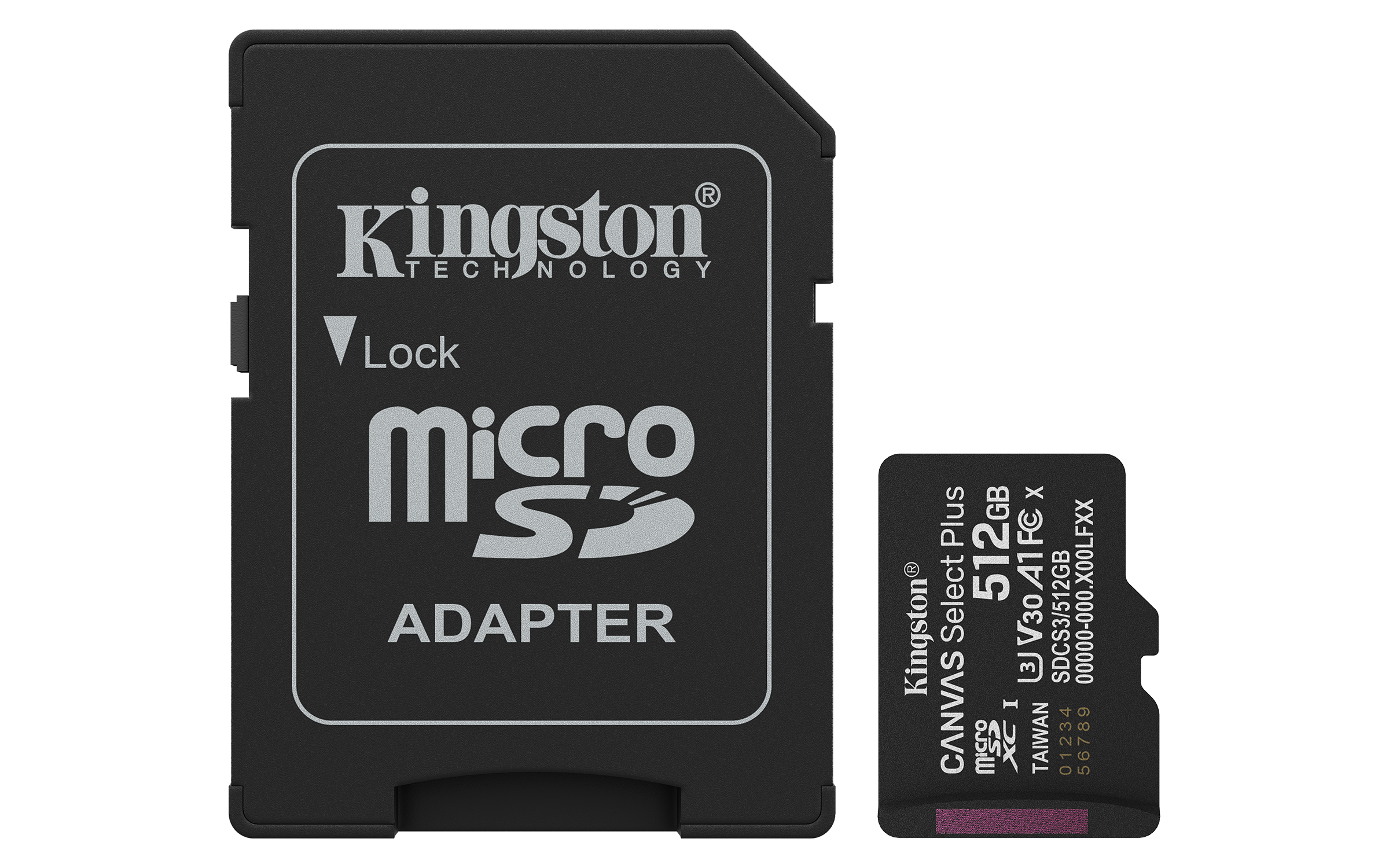 Hukommelseskort microSDXC 512 GB - Kingston Canvas Select Plus Gen3 A1 U3 V30 inkl. SD-adapter