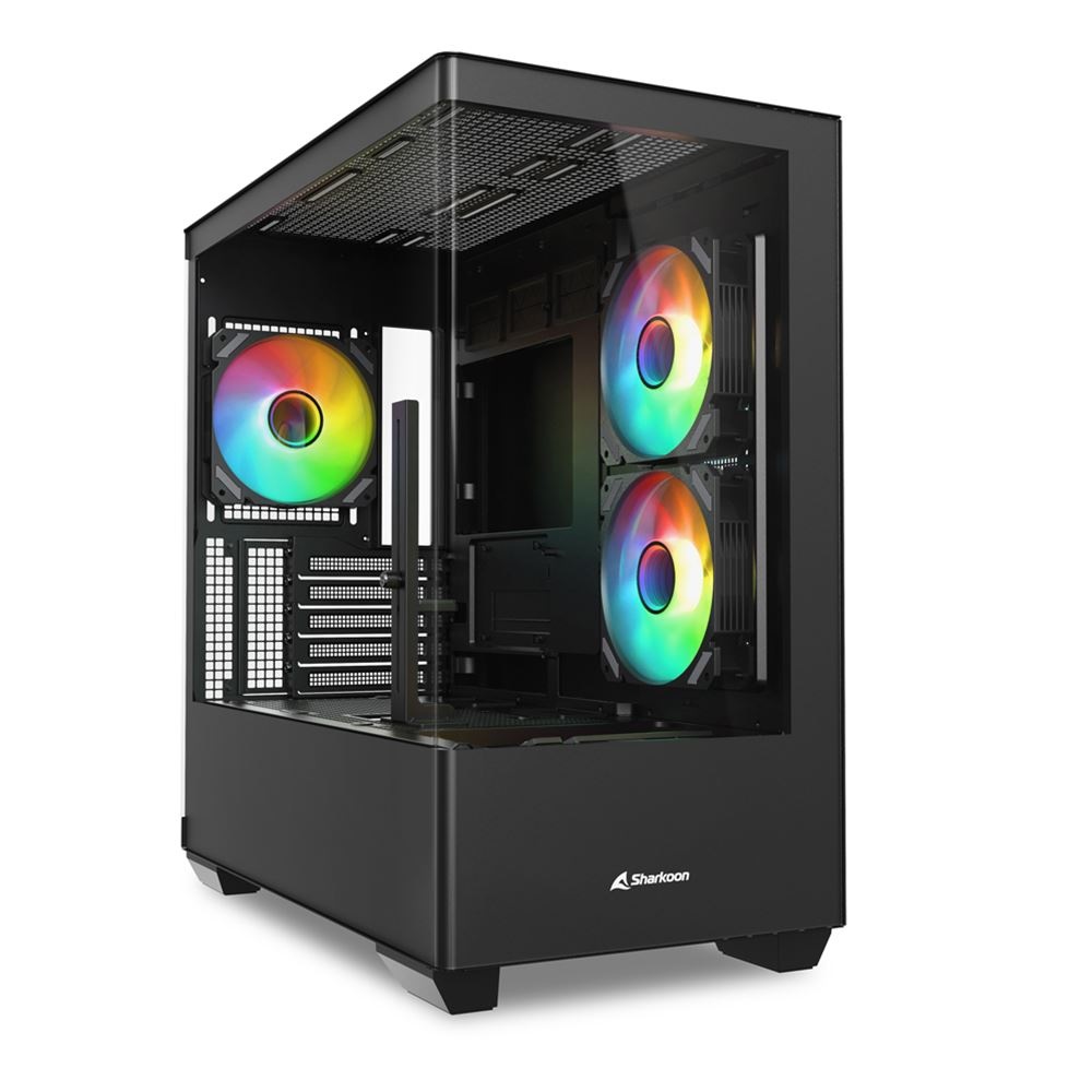 Sharkoon ELITE SHARK CM100 , Tower case black, Tempered Glass x 2
