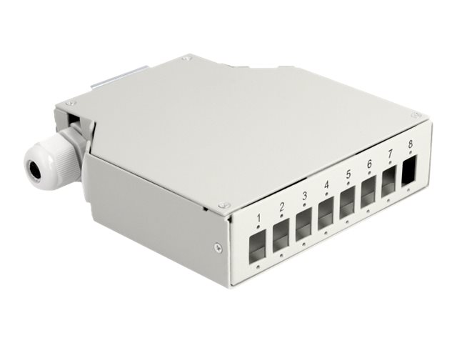 Delock - Fiberoptisk distributionsboks - DIN-skinnemonterbar - grå - 8 porte
