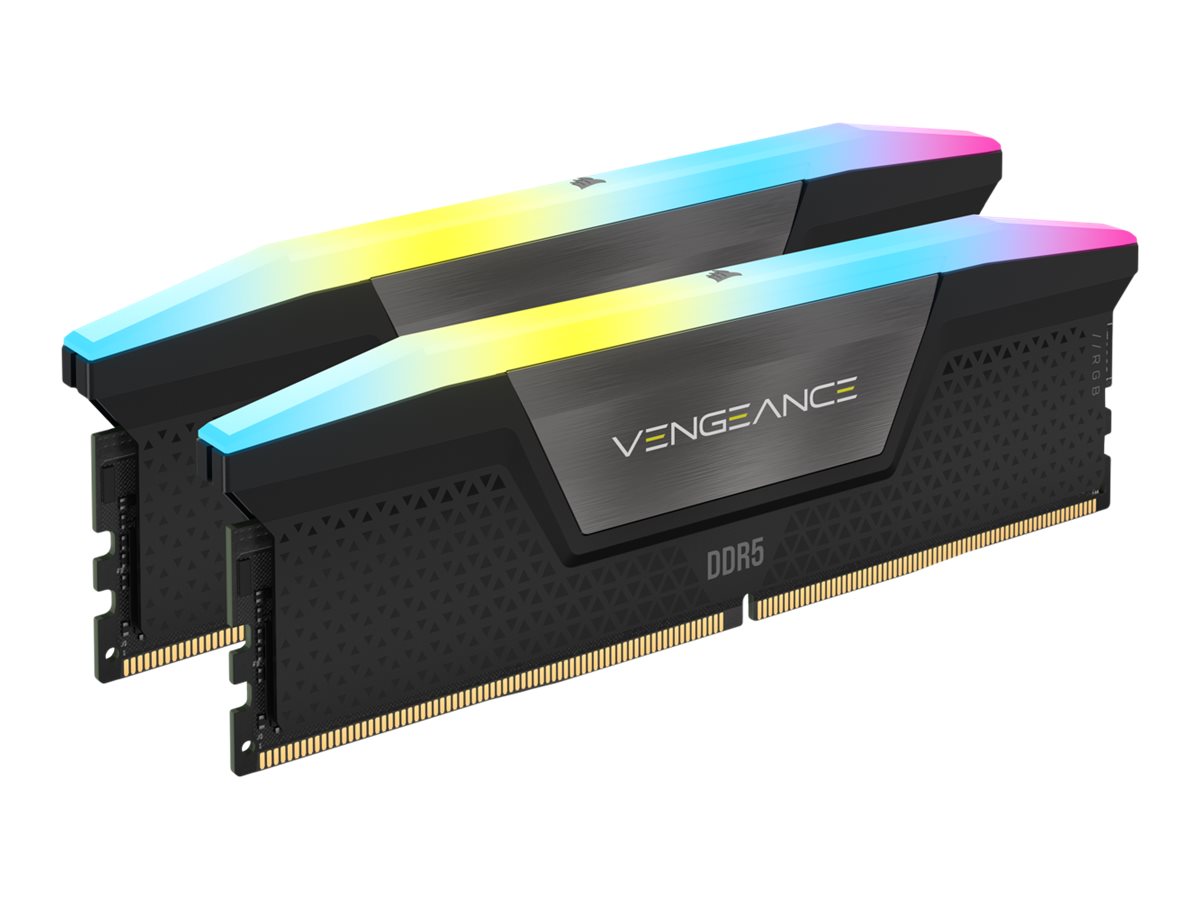 Corsair Vengeance RGB DDR5-6400 - 32GB - CL32 - Dual Channel (2 pcs) - Intel XMP - Sort med RGB