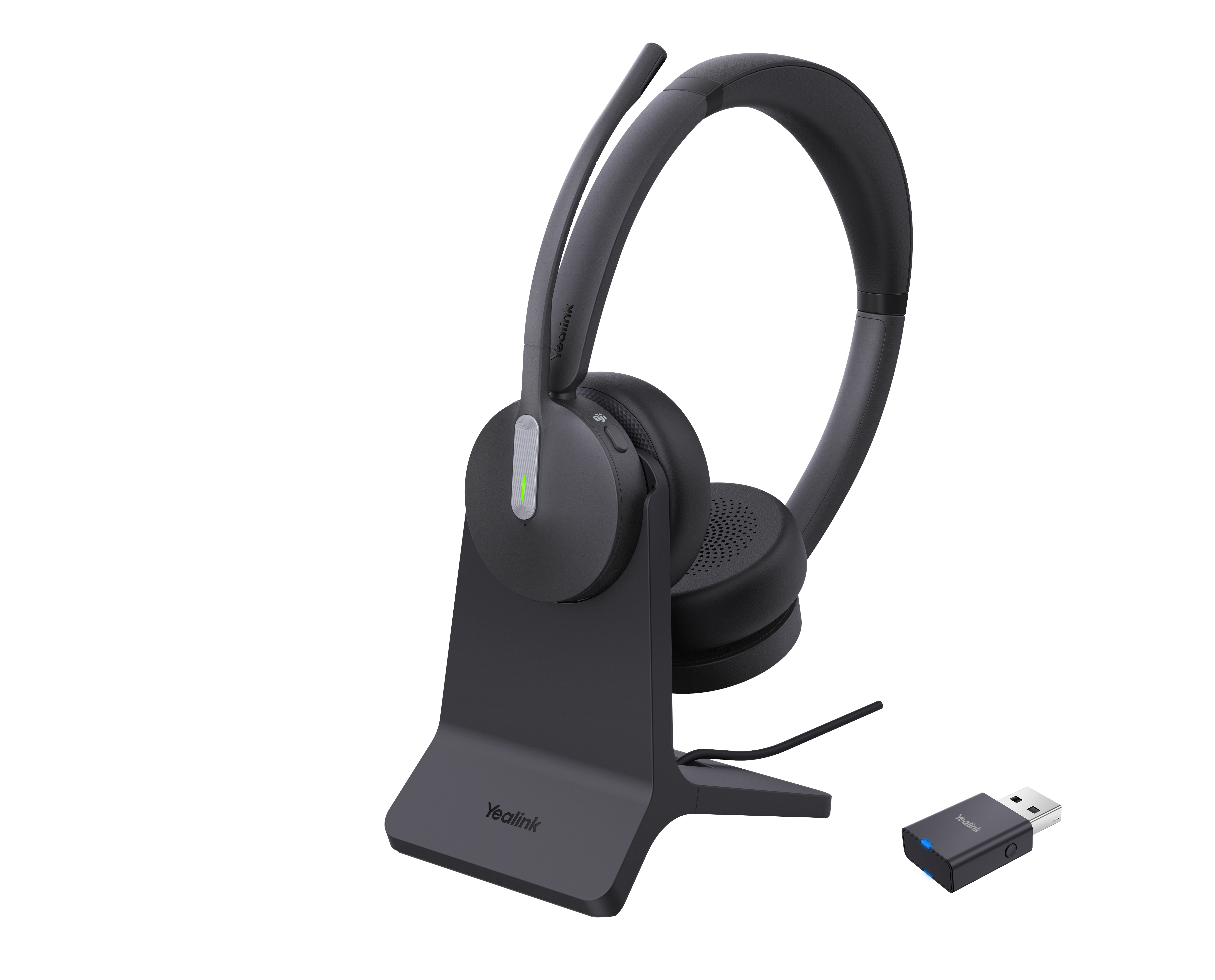 Yealink WH64 Hybird Dual with Charging Stand Teams Trådløs Hovedtelefoner Sort