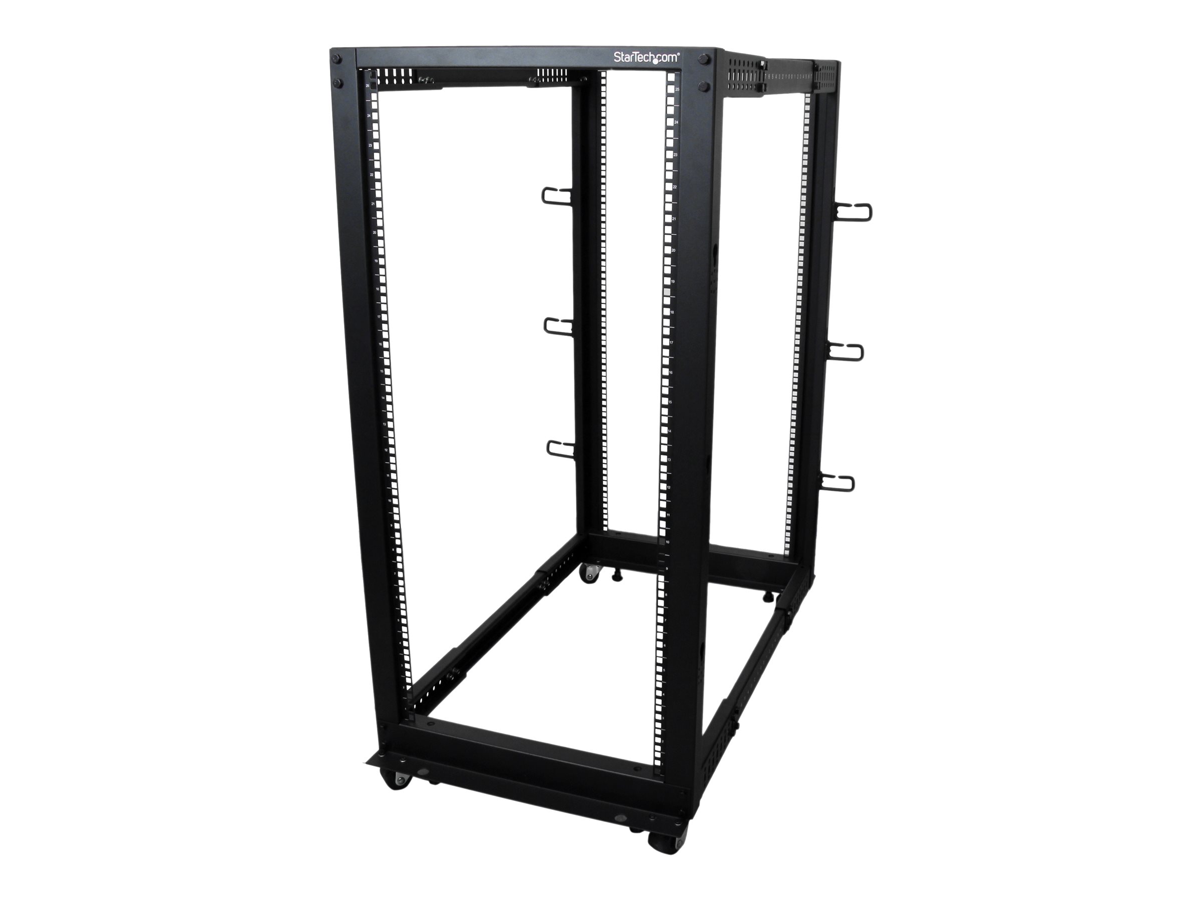 StarTech.com 25U Open Frame Server Rack - 4 Post Adjustable Depth (22" to 40") Network Equipment Rack w/ Casters/ Levelers/ Cable Management