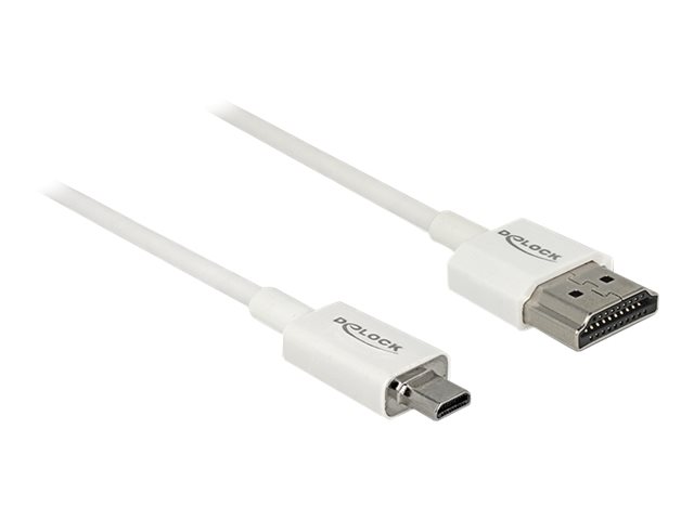 Delock Slim High Quality HDMI-kabel med Ethernet 1m Hvid