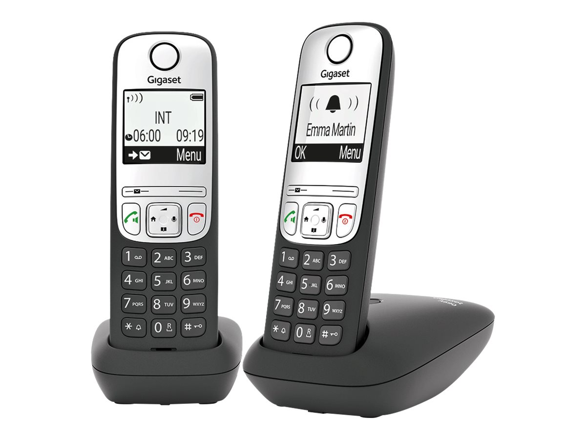 Fastnettelefon – Gigaset A690 Duo med nummervisning, sort/sølv