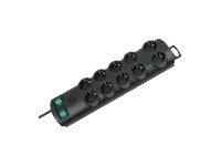 brennenstuhl Forlængelse sokkel Primera-Line 10-vejs 2.00 m Sort - Beskyttelseskontakt TYPE E