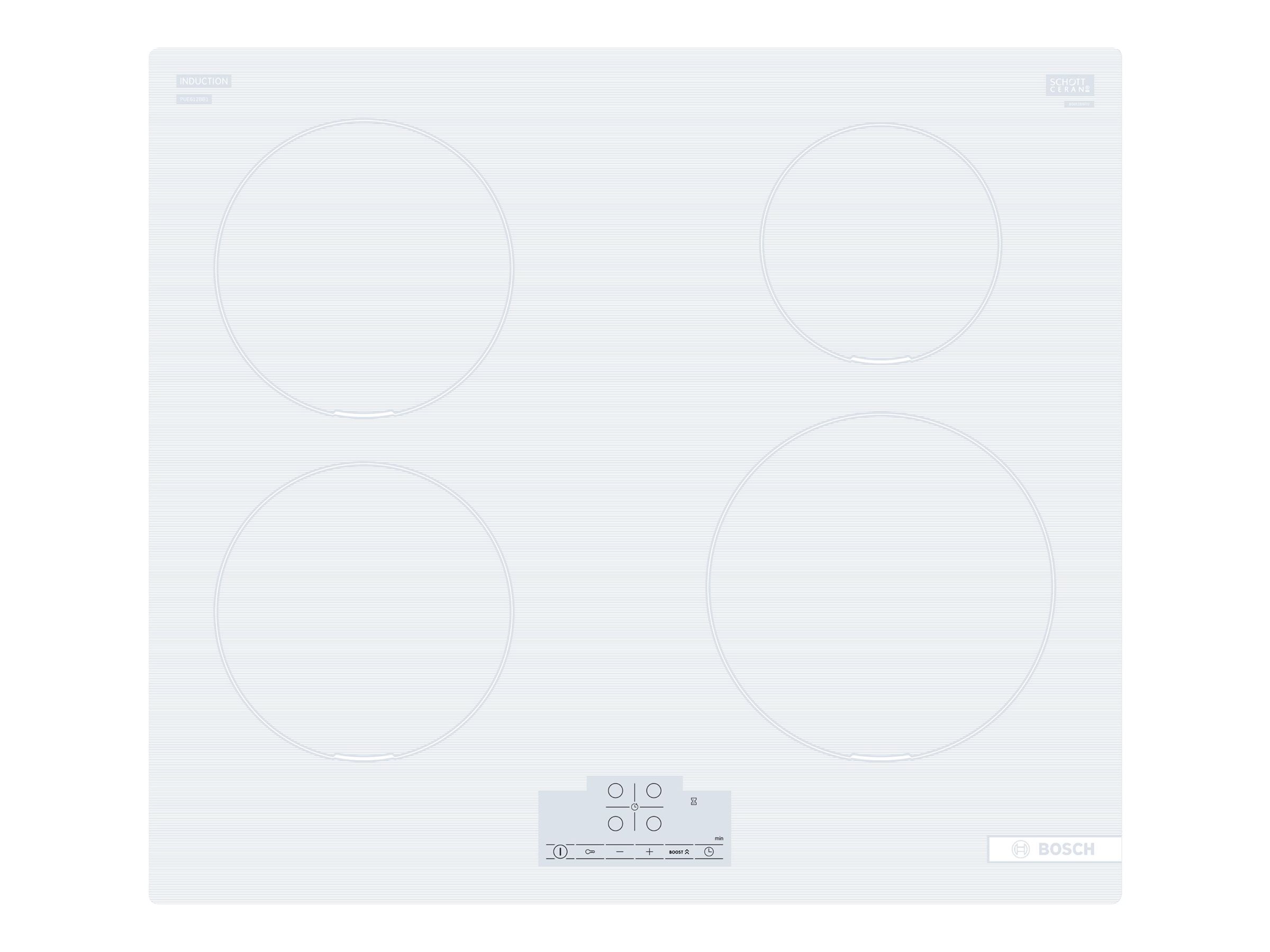 Bosch Serie | 4 PUE612BB1J - Induktions kogeplade - 4 plader - Niche - bredde: 56 cm - dybde: 49 cm - rammeløs - azure white