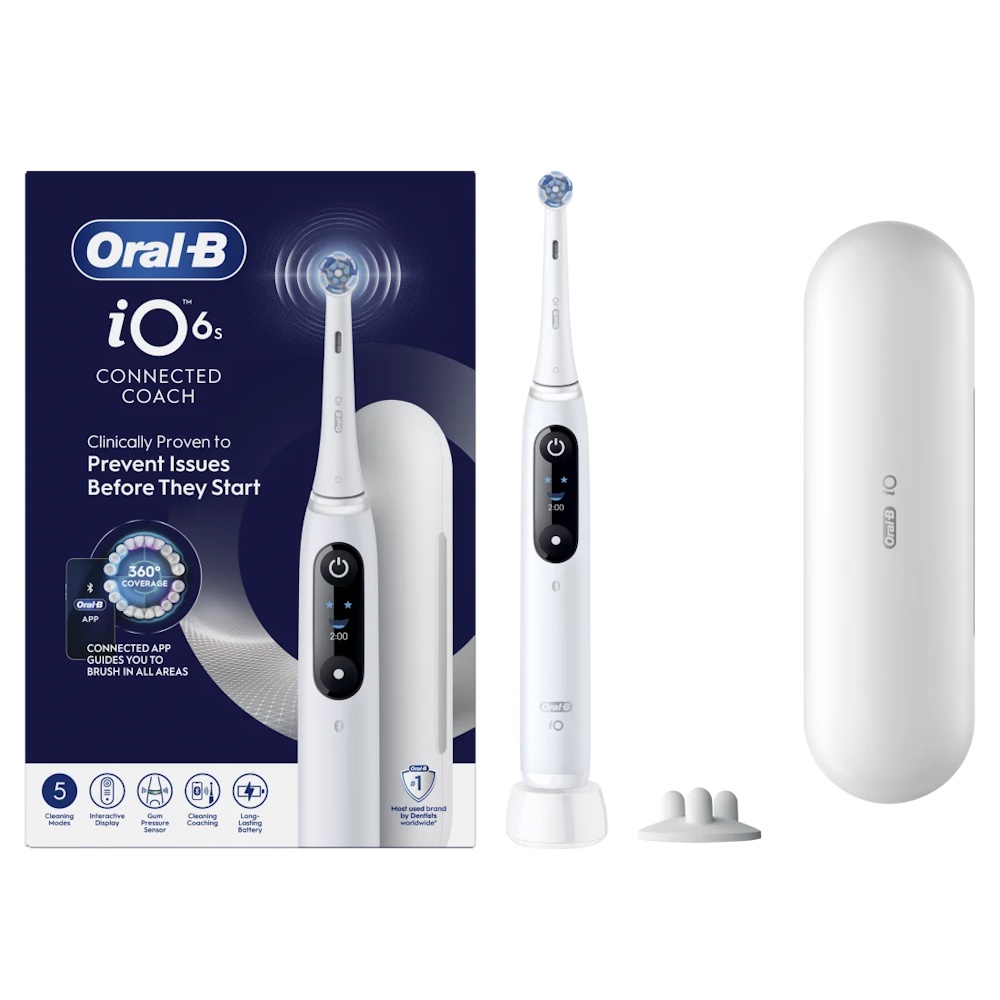 Oral-B Toothbrush iO Series 6 Rechargeable, For adults, Number of brush heads included 1, Number of teeth brushing modes 5, Whi