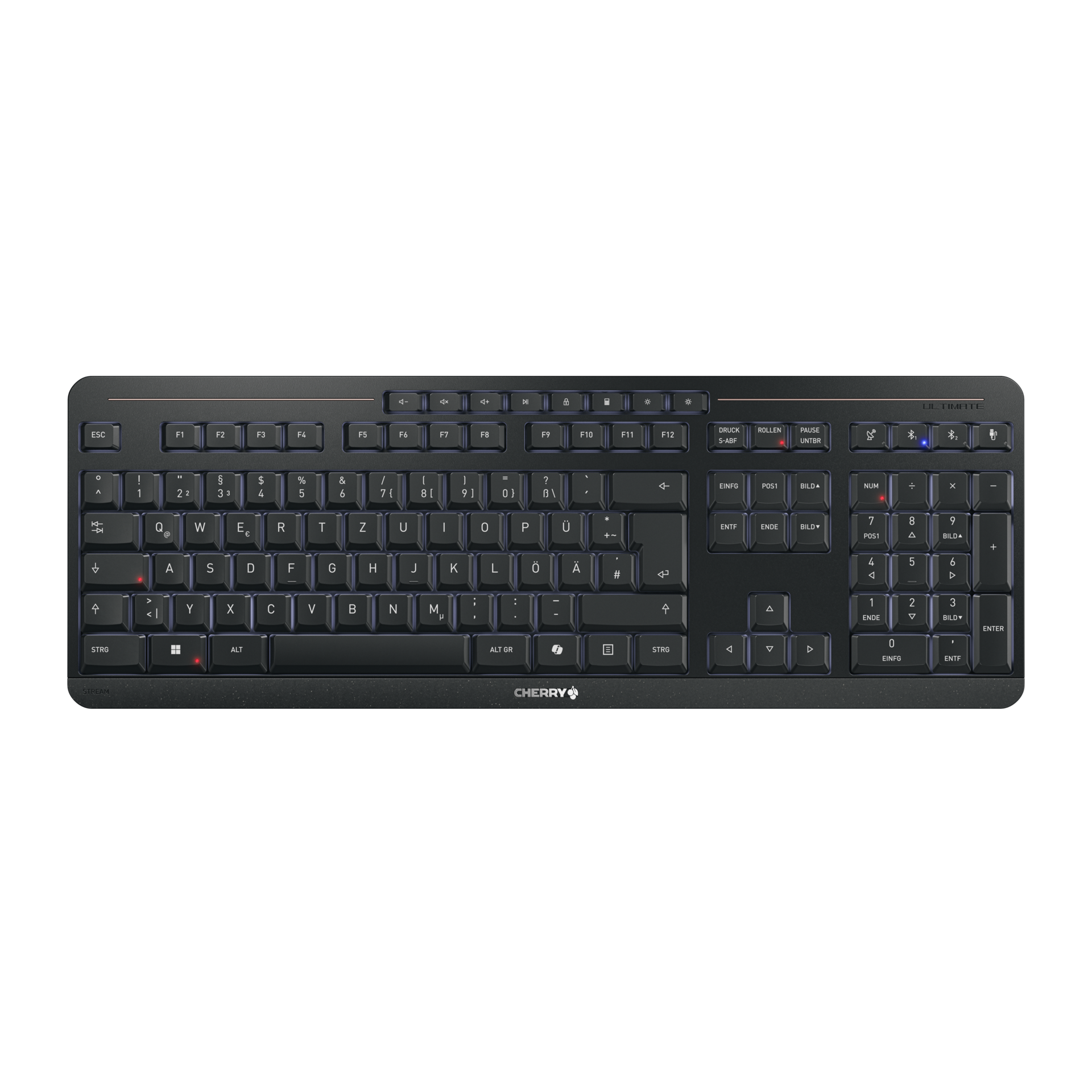 CHERRY Stream keyboard ultimate tastatur Hjemme/kontor USB + RF Wireless + Bluetooth QWERTZ Tysk Sort