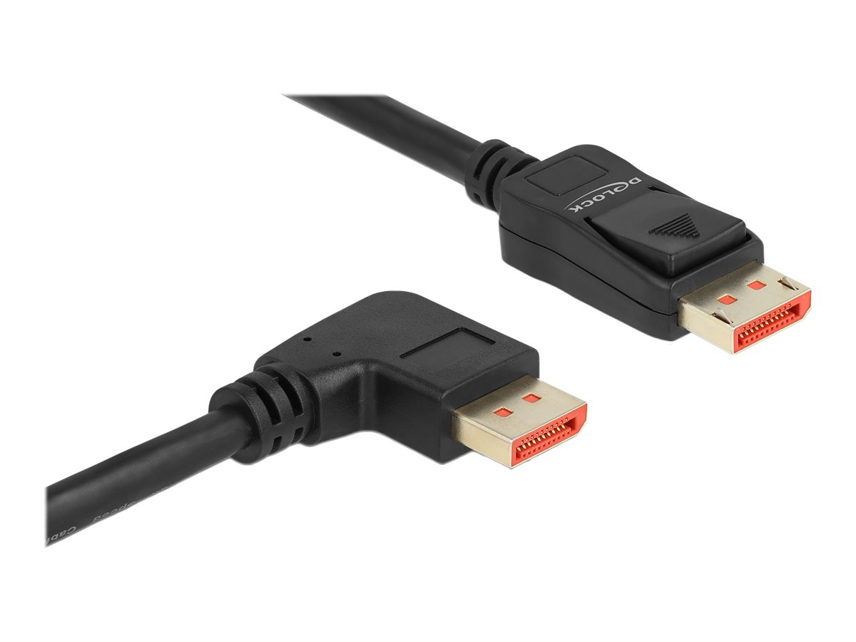 Delock DisplayPort cable male straight to male 90° right angled 8K 60Hz 3m