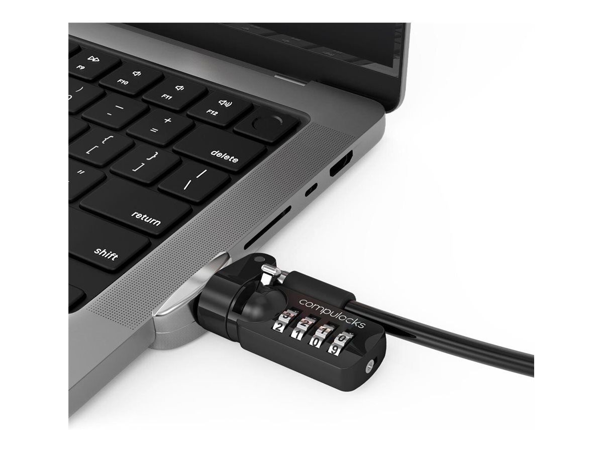 Compulocks Ledge Lock-adapter til MacBook Pro 14 M1, M2 &amp  M3 med kombinationskabel - Ledge Lock-adapter til sikkerhed - med kombinationslås - til Apple MacBook Pro 14,2 tommer (M1, M2, M3)