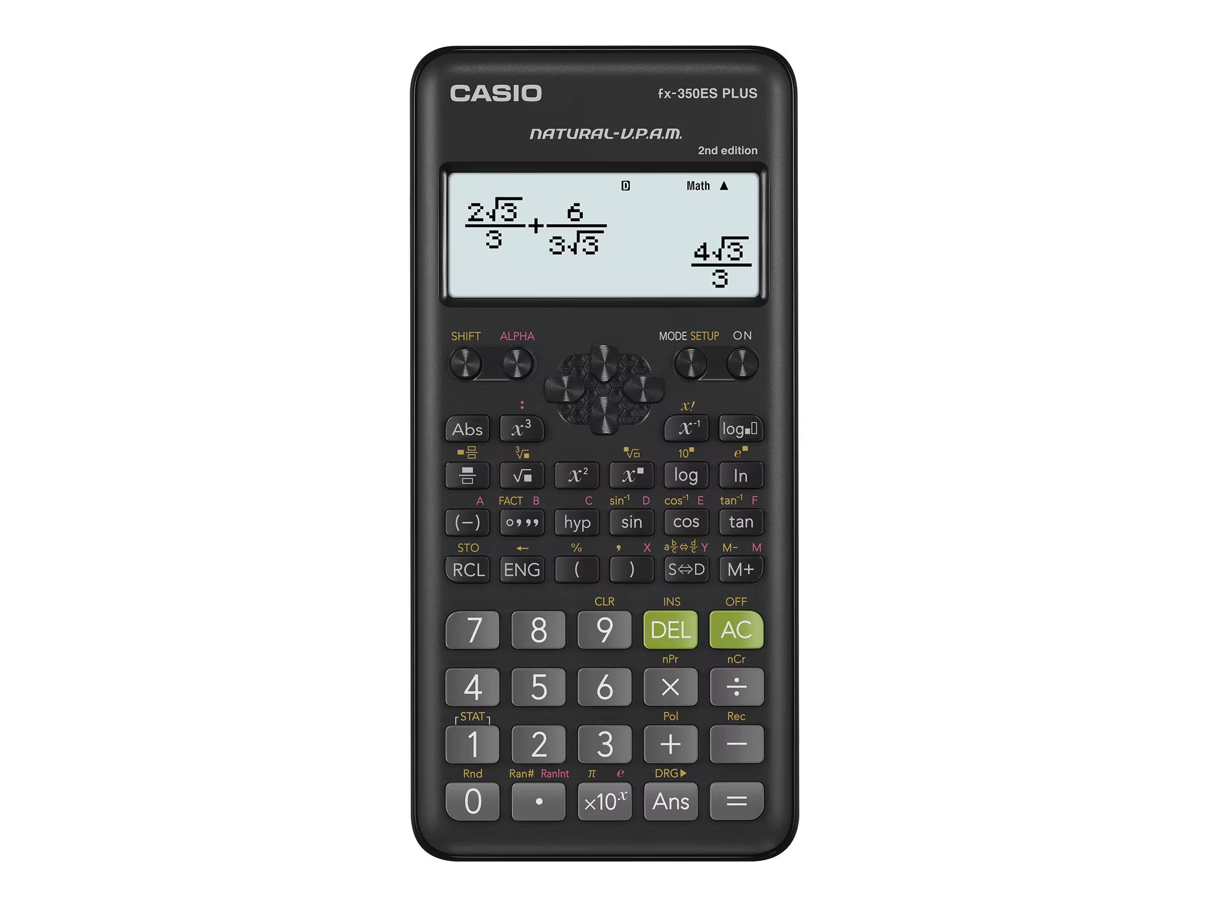 Casio fx-350ES PLUS 2nd edition - Videnskabelig regnemaskine - 10 cifre + 2 eksponenter - batteri