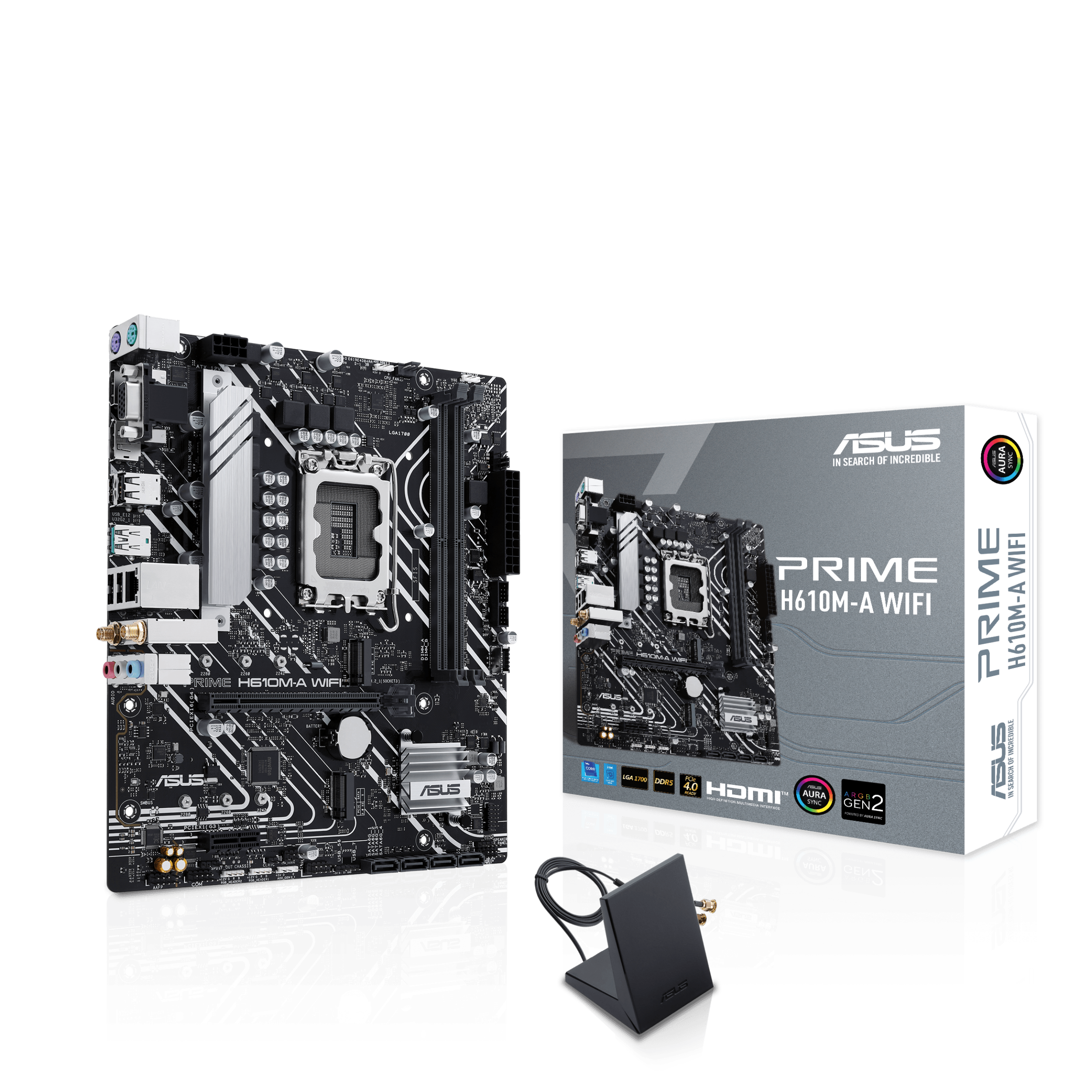 ASUS PRIME H610M-A WIFI Bundkort - Intel H610 - Intel LGA1700 - DDR5 RAM - Micro-ATX