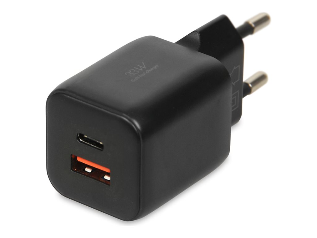 Vægoplader 33 W GaN med PD – iBox C-42, sort