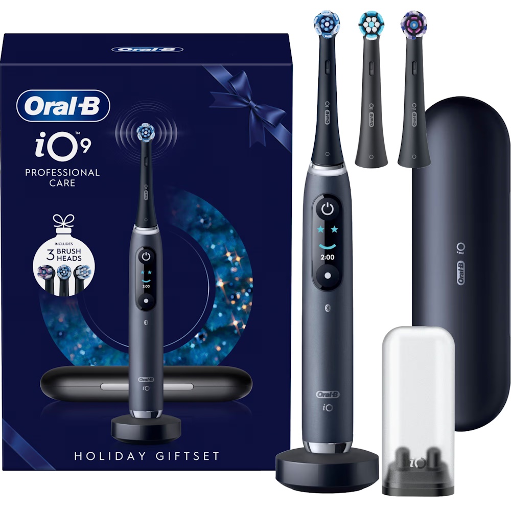 Oral-B Tandbørste iO9 Black Gift Pack incl. Charging Travel Case + 2 extra brush heads