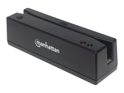 Manhattan USB-A Magnetic Strip Card Reader, Triple Track Reader, Wedge Decoder, Cable 1.5m, Black, Box Magnetisk kortlæser