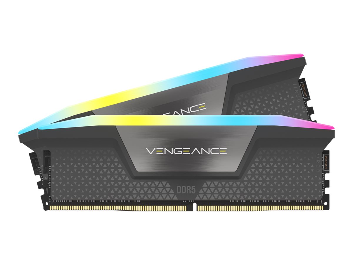 Corsair Vengeance RGB DDR5-6000 - 64GB - CL40 - Dual Channel (2 pcs) - AMD EXPO & Intel XMP - Grå med RGB