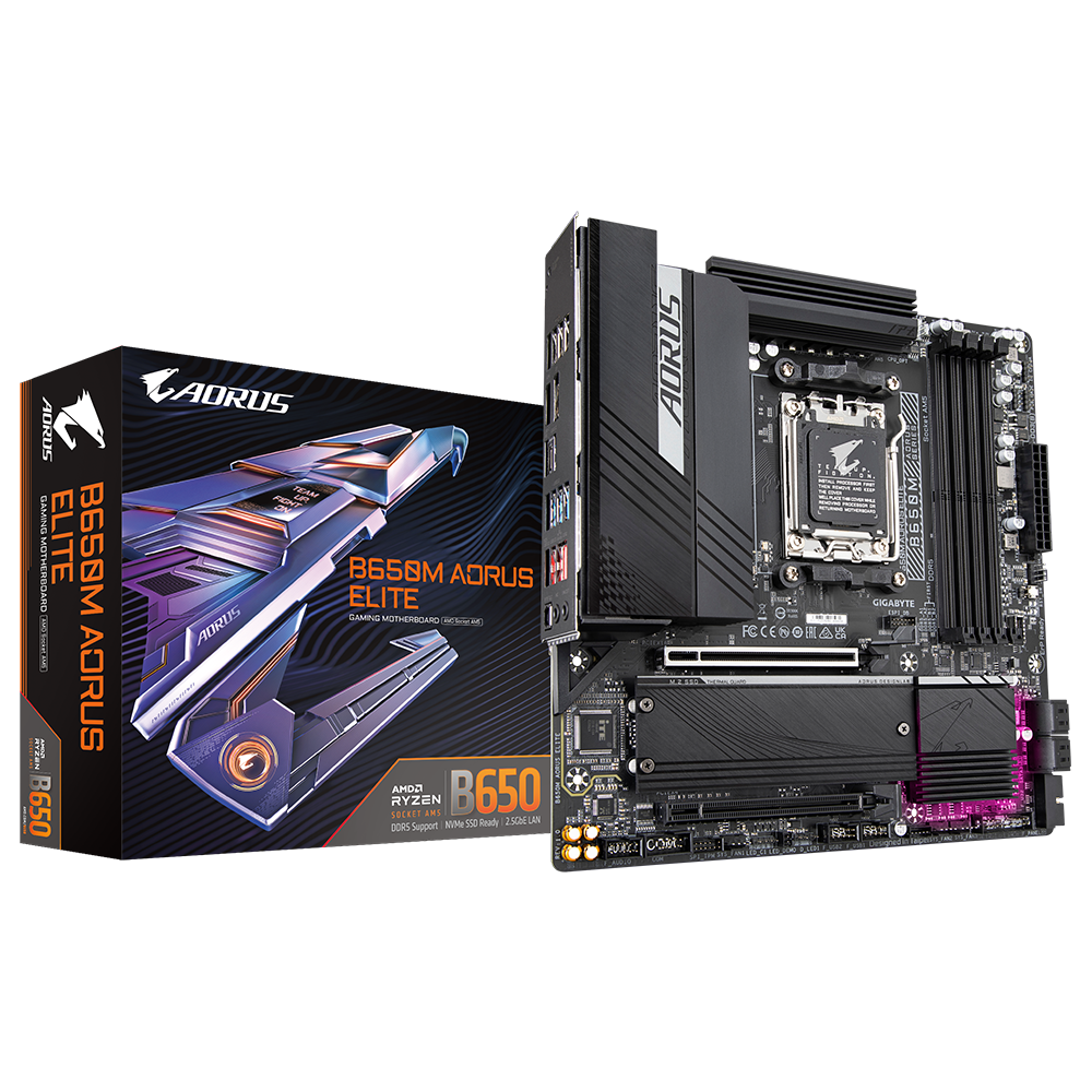 GIGABYTE B650M AORUS ELITE Bundkort - AMD B650 - AMD AM5 socket - DDR5 RAM - ATX