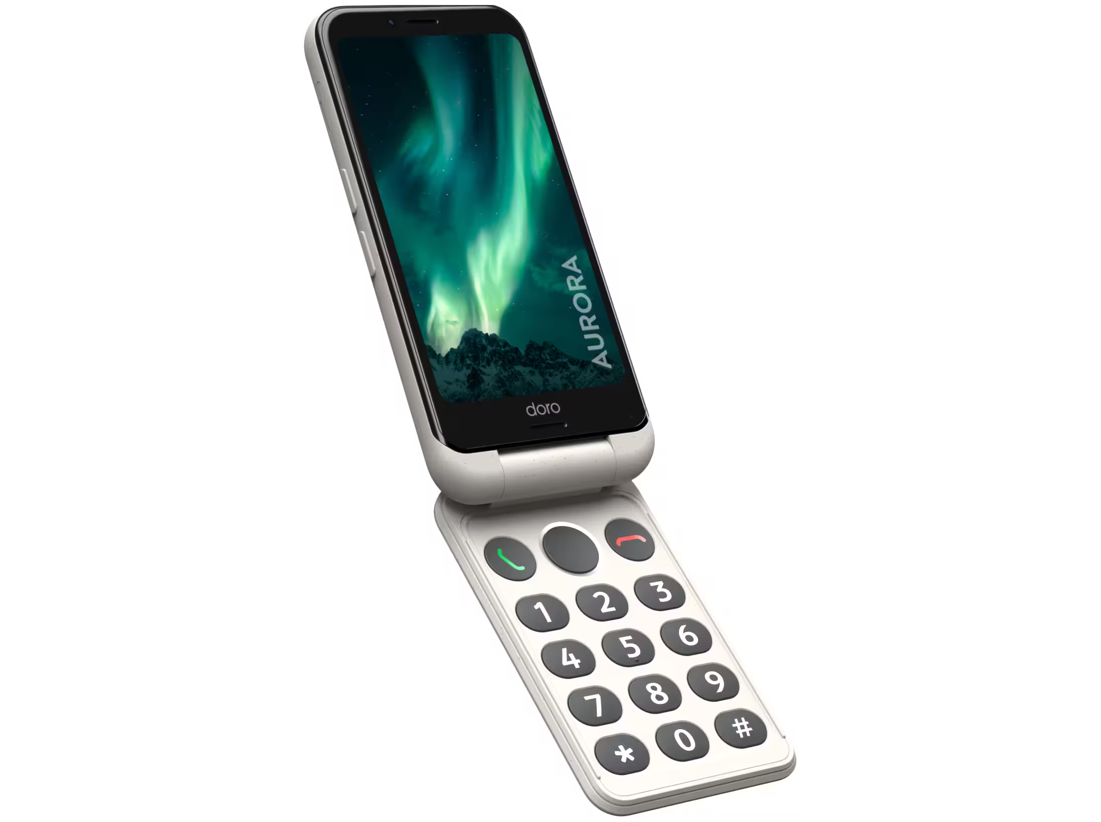 Smartphone 4G med foldbart baggrundsbelyst tastatur og fjernsupport