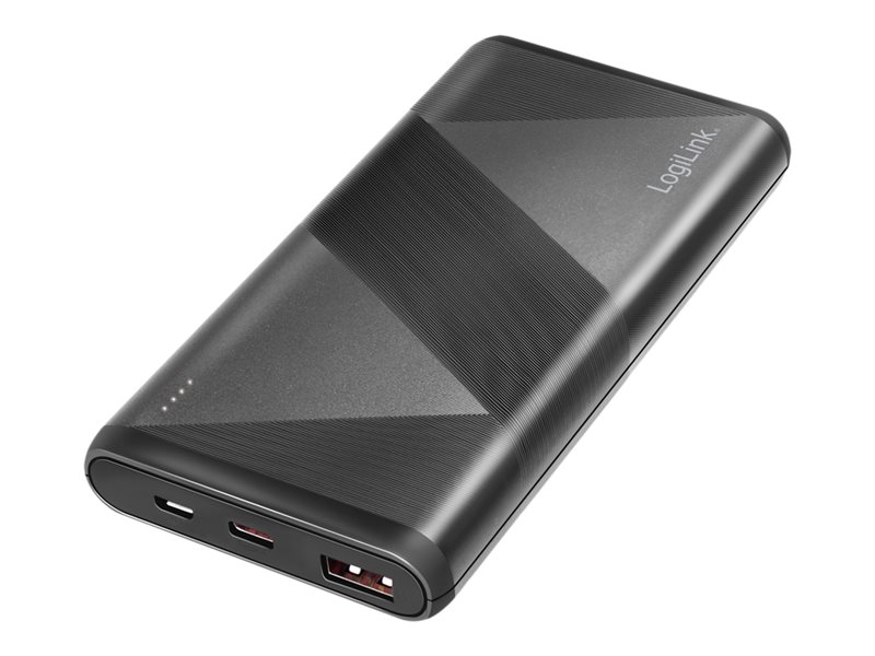 Power bank 10000 mAh, 1x USB-A QC 3.0 & 1x USB-C PD 2.0, 2-in-1 cable