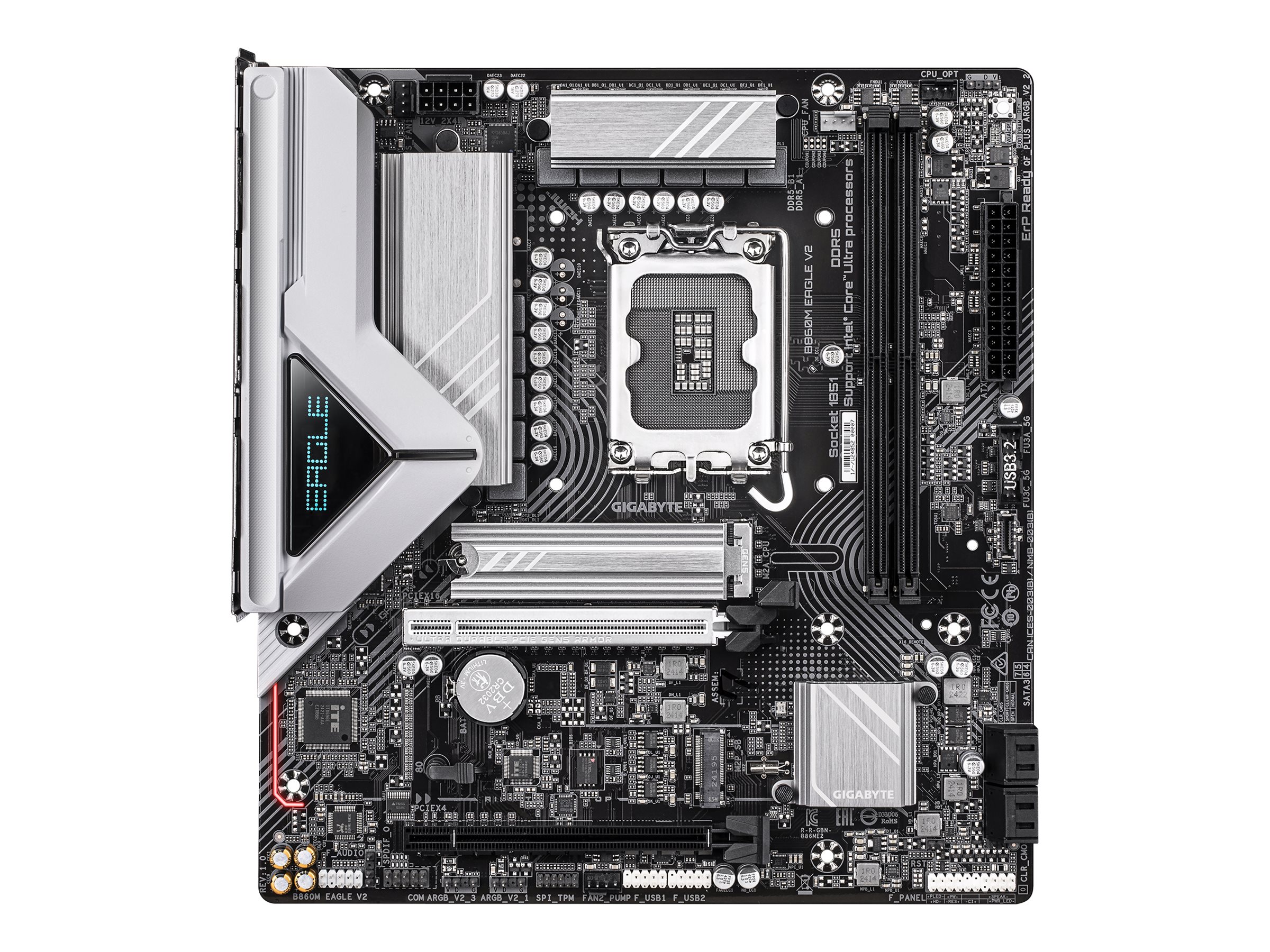 Gigabyte B860M EAGLE V2 - Bundkort - micro ATX - LGA1851 sokkel - B860 Chipset - USB 3.2 Gen 1, USB-C 3.2 Gen 1 - 2.5 Gigabit LAN - onboard grafik (CPU påkrævet) - HD Audio (8-kanaler)