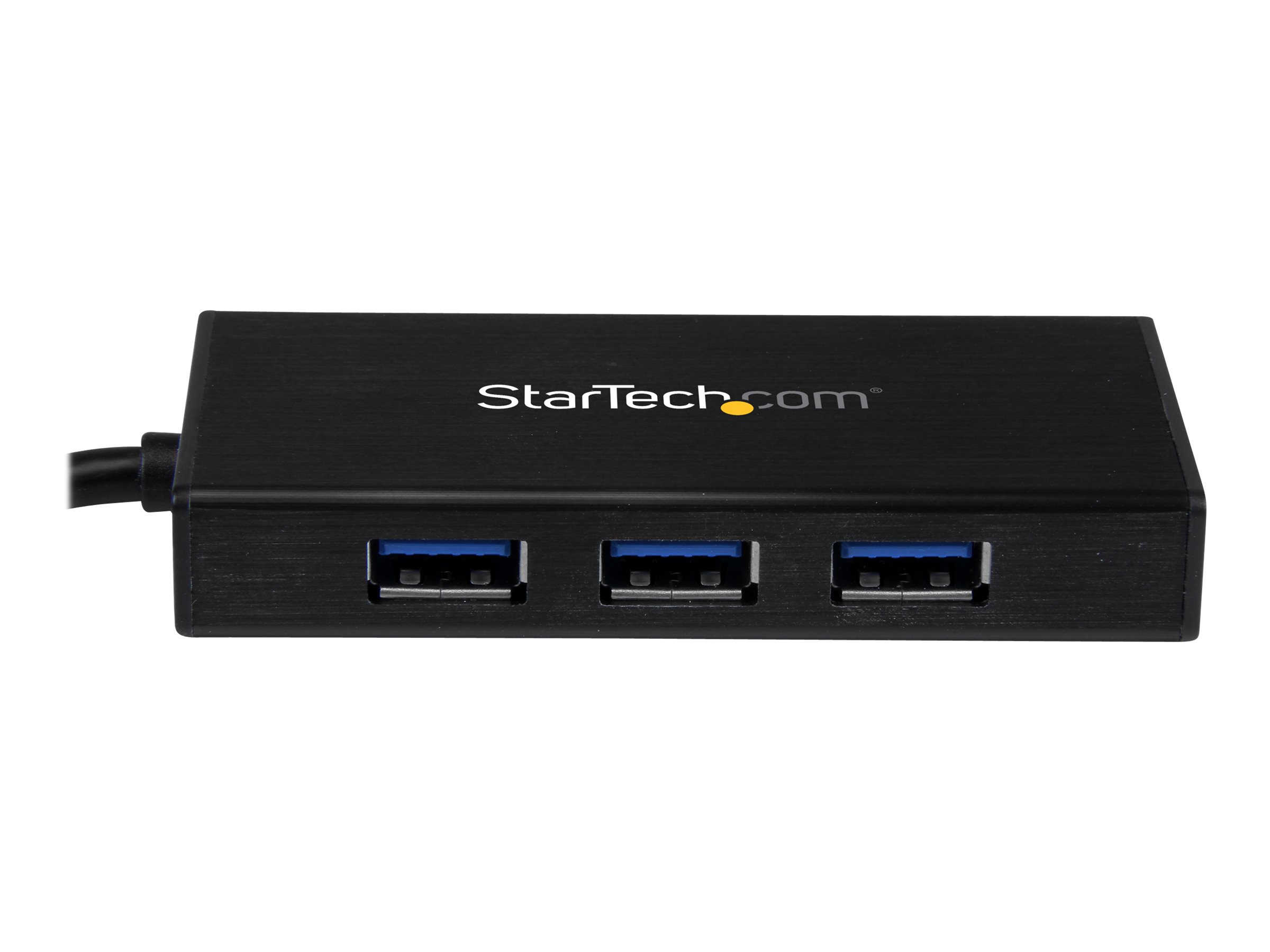 StarTech.com USB 3.0 Hub with Gigabit Ethernet Adapter - 3 Port - NIC - USB Network / LAN Adapter - Windows & Mac Compatible (ST3300GU3B) Sort billede